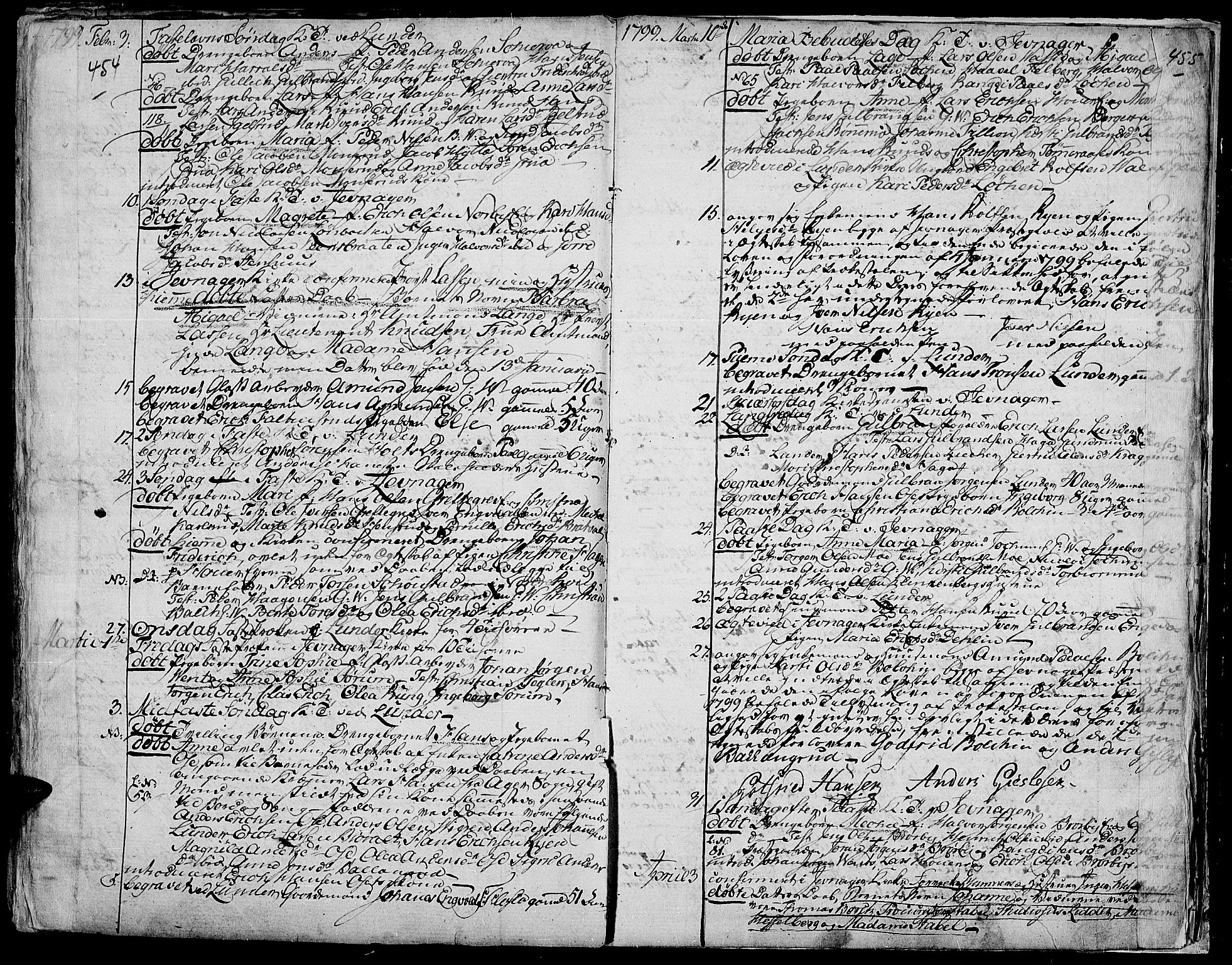 Jevnaker prestekontor, AV/SAH-PREST-116/H/Ha/Haa/L0003: Parish register (official) no. 3, 1752-1799, p. 454-455