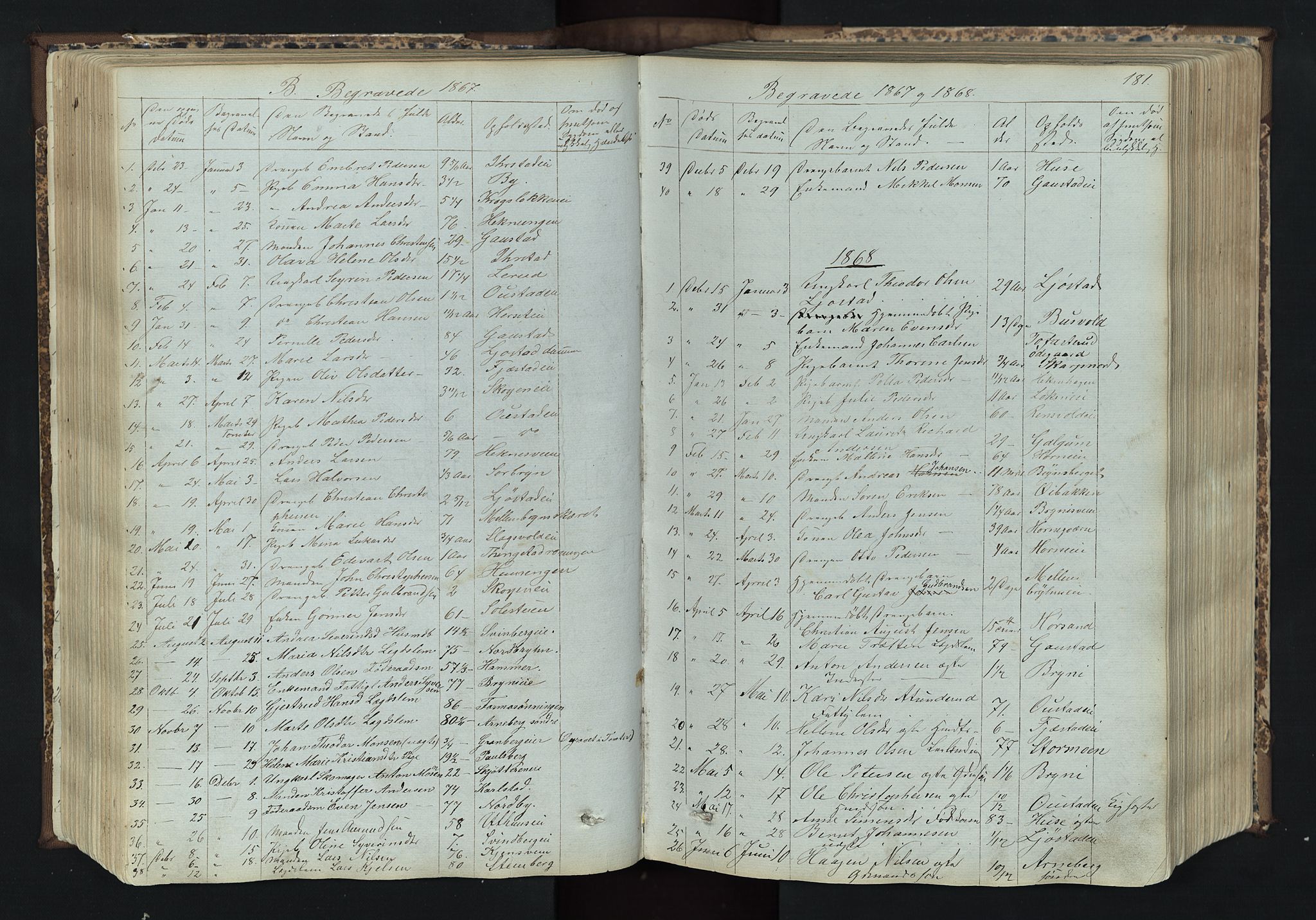 Romedal prestekontor, AV/SAH-PREST-004/L/L0011: Parish register (copy) no. 11, 1867-1895, p. 181