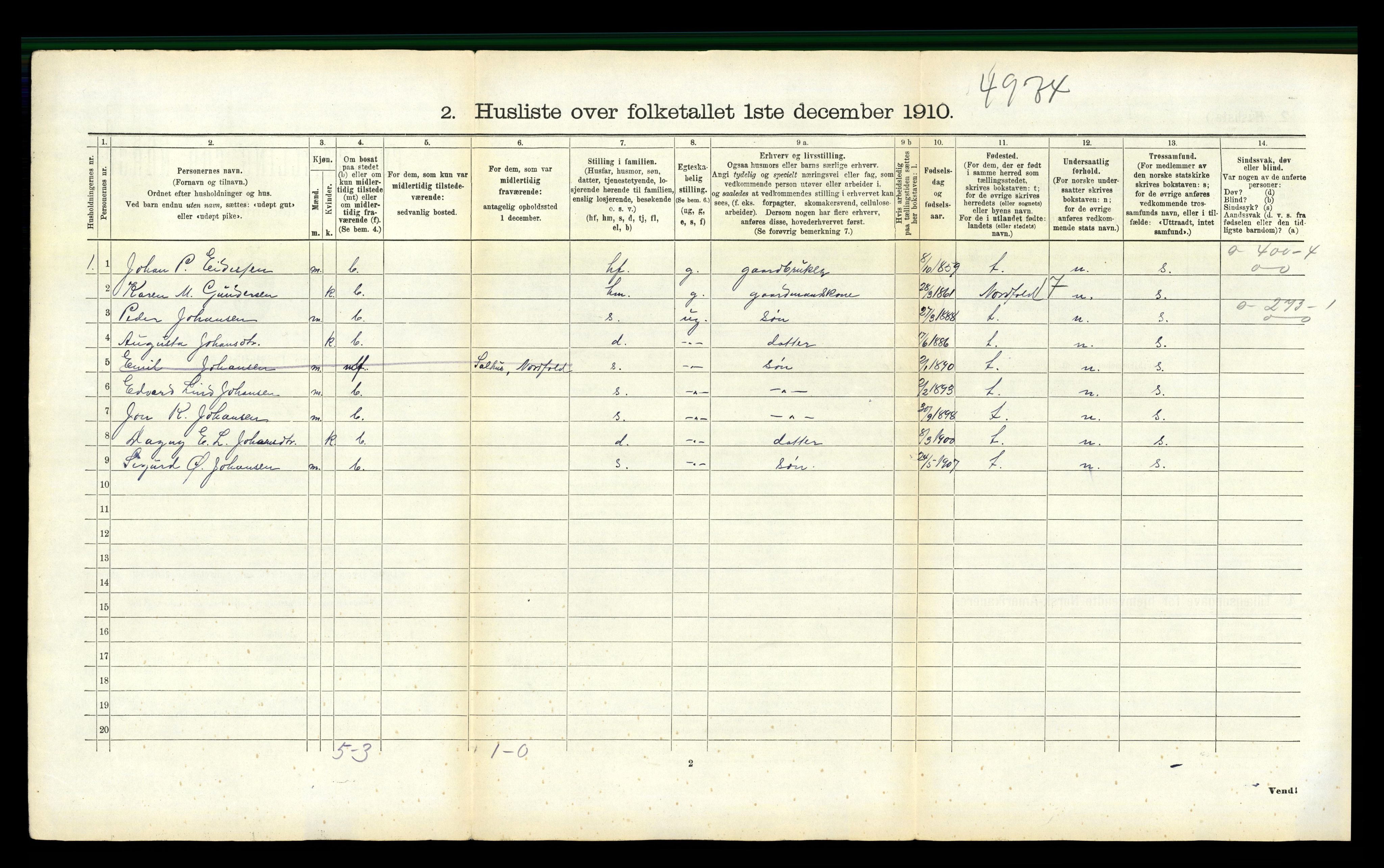 RA, 1910 census for Sørfold, 1910, p. 157