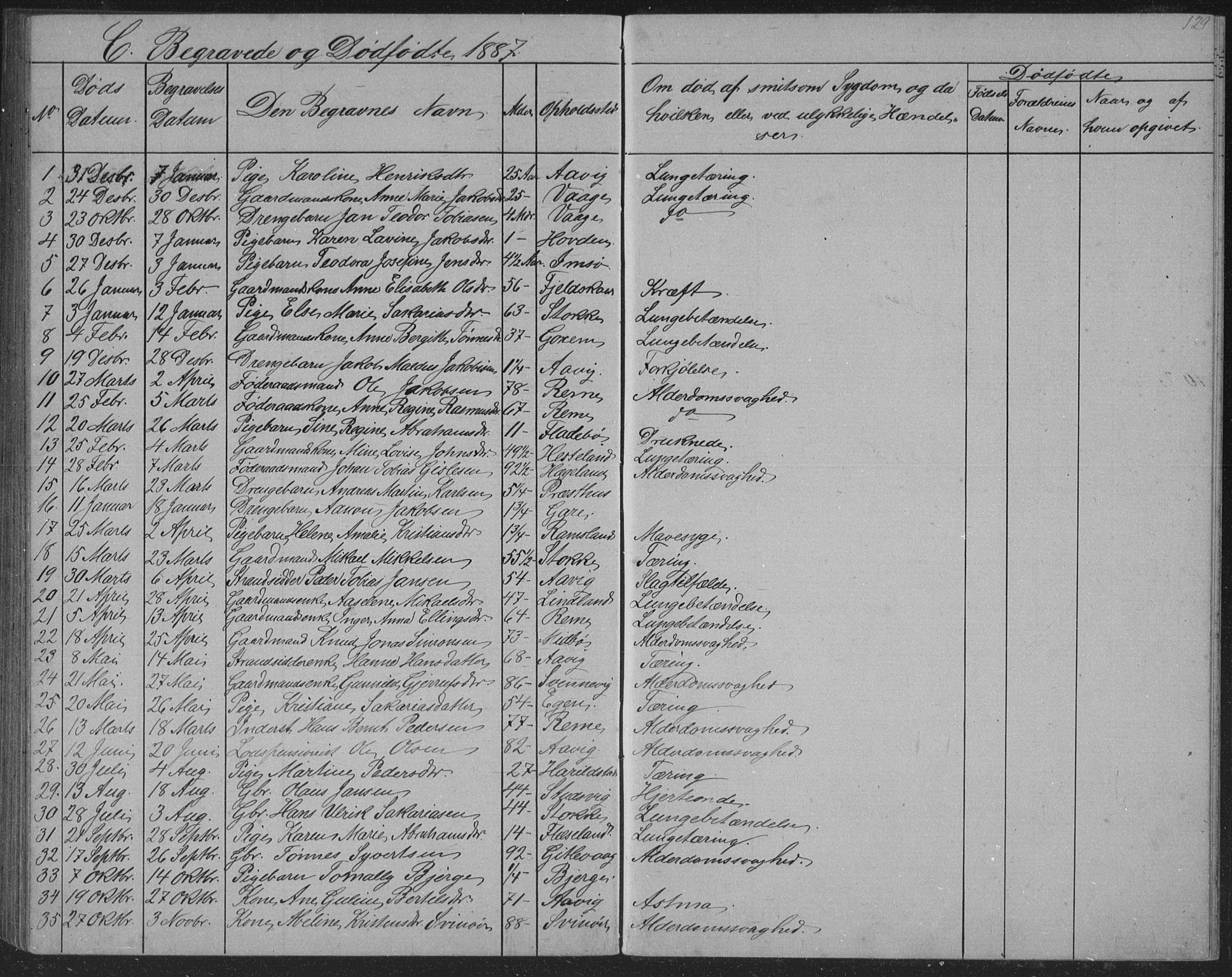Sør-Audnedal sokneprestkontor, SAK/1111-0039/F/Fb/Fba/L0003: Parish register (copy) no. B 3, 1879-1893, p. 129
