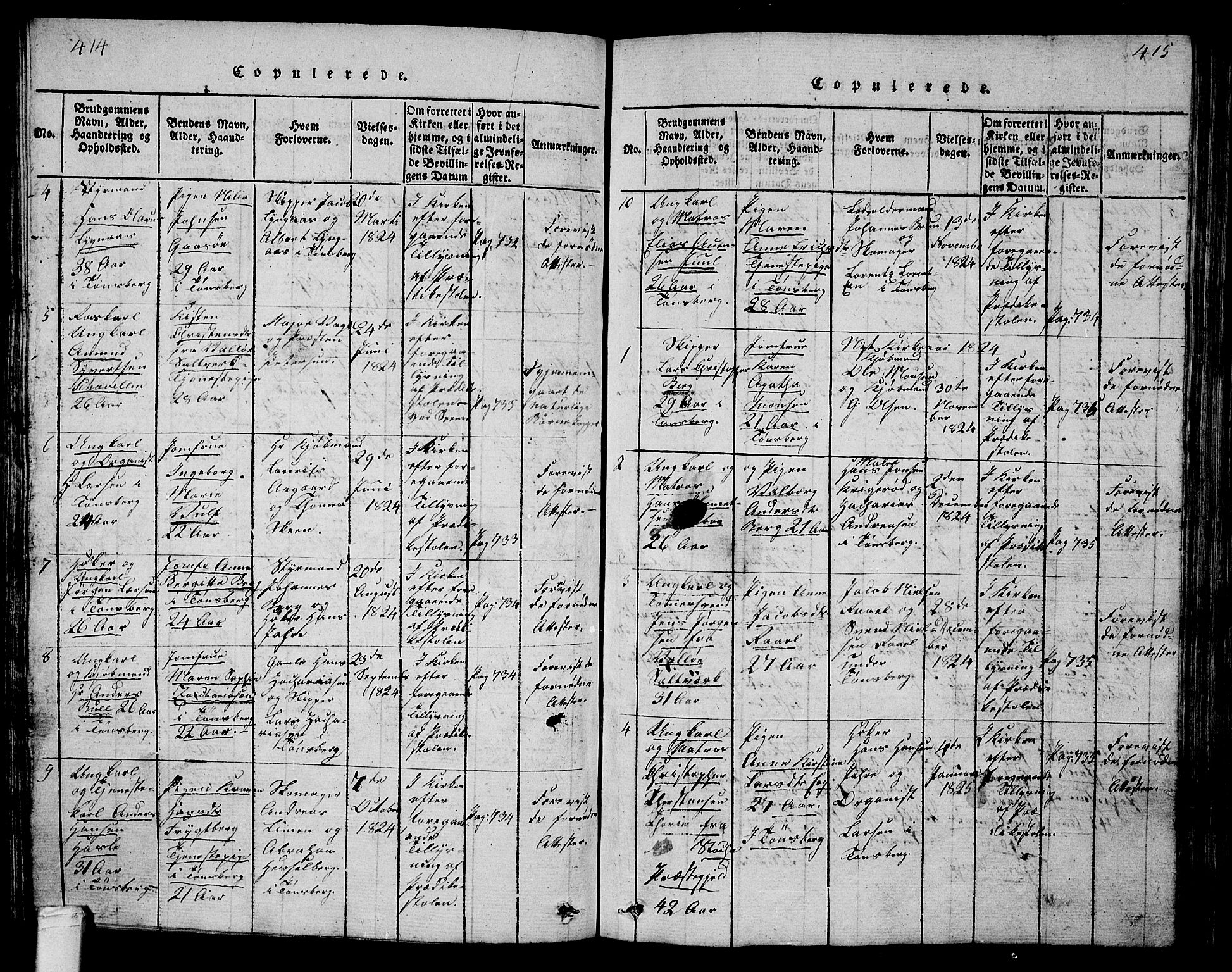 Tønsberg kirkebøker, SAKO/A-330/G/Ga/L0001: Parish register (copy) no. 1, 1813-1826, p. 414-415