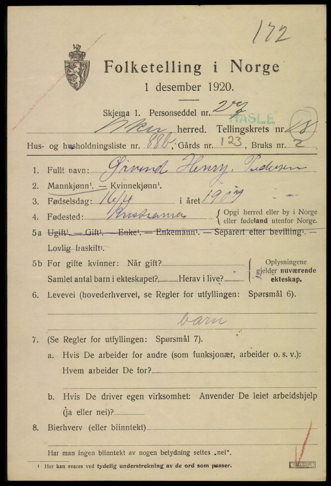 SAO, 1920 census for Aker, 1920, p. 111652