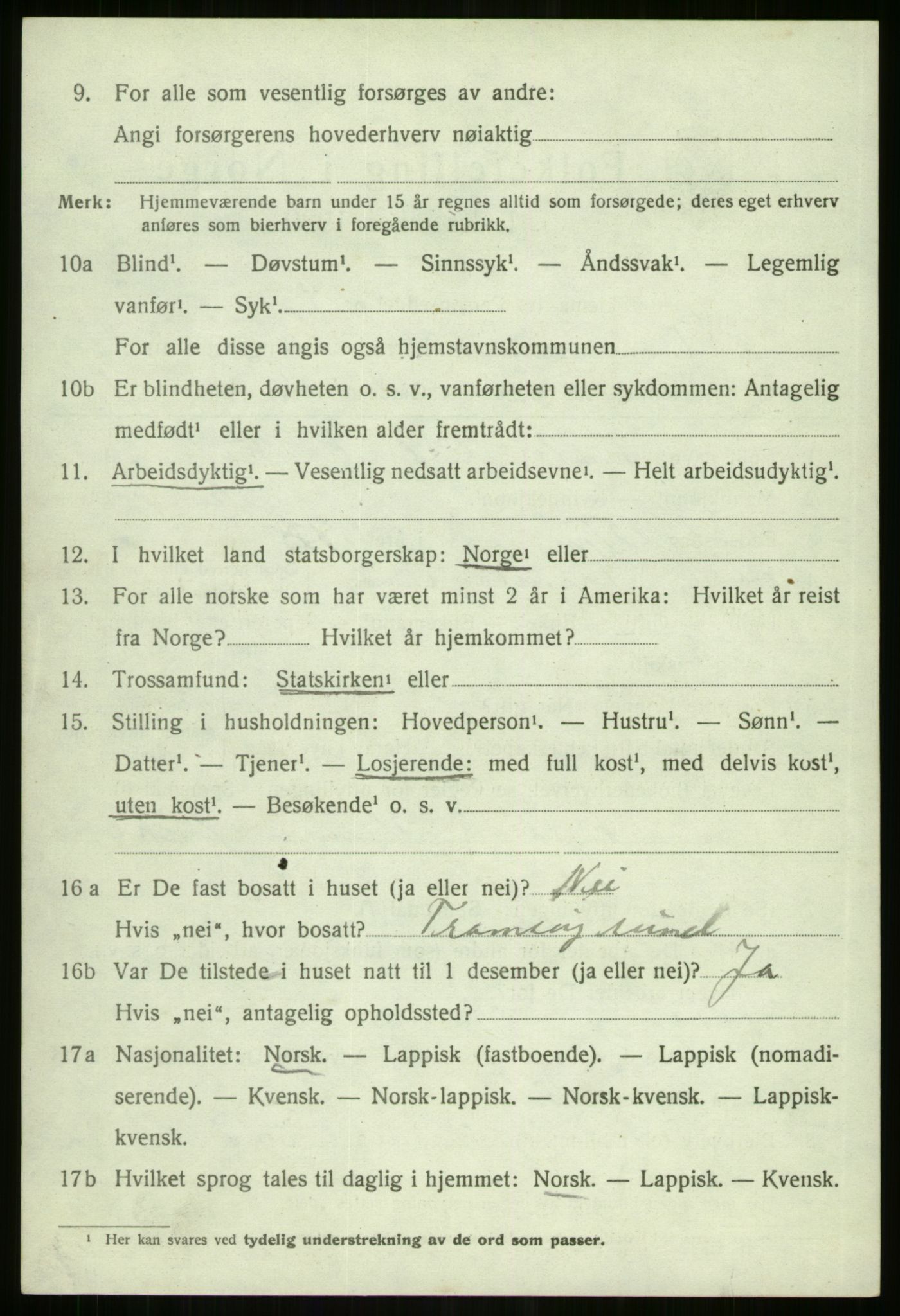 SATØ, 1920 census for Tromsøysund, 1920, p. 10189