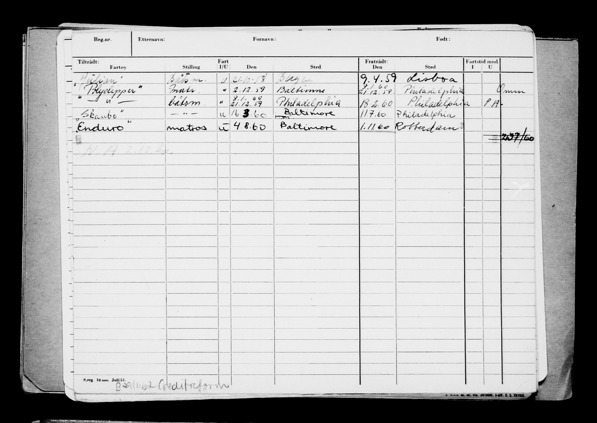 Direktoratet for sjømenn, AV/RA-S-3545/G/Gb/L0209: Hovedkort, 1922, p. 440