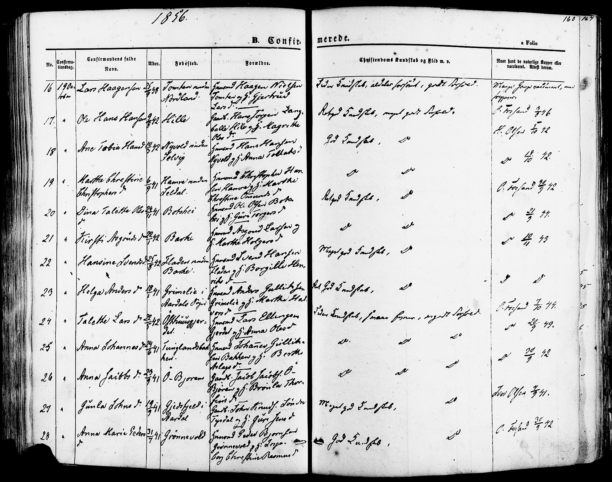 Strand sokneprestkontor, SAST/A-101828/H/Ha/Haa/L0007: Parish register (official) no. A 7, 1855-1881, p. 160