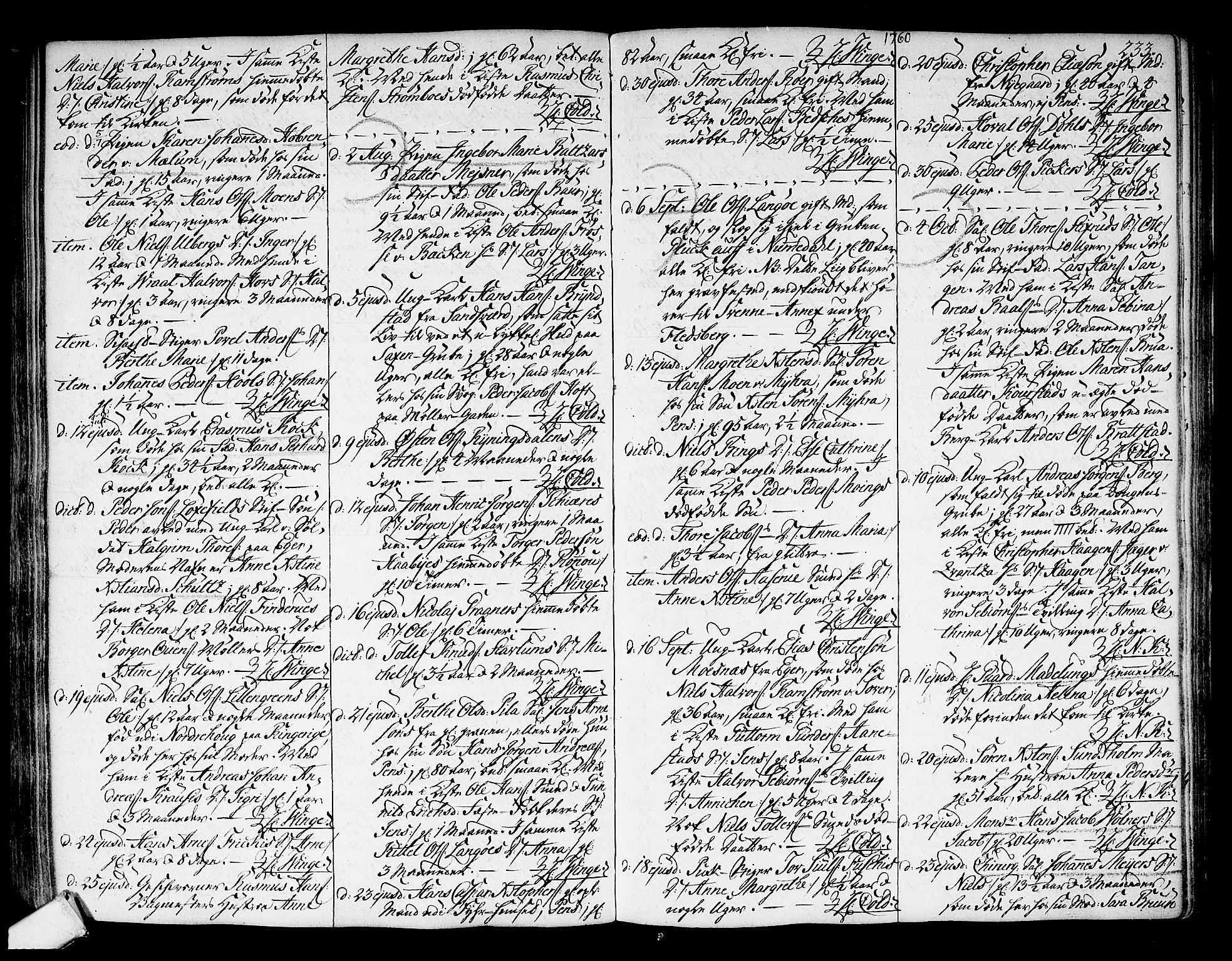 Kongsberg kirkebøker, SAKO/A-22/F/Fa/L0004: Parish register (official) no. I 4, 1756-1768, p. 233