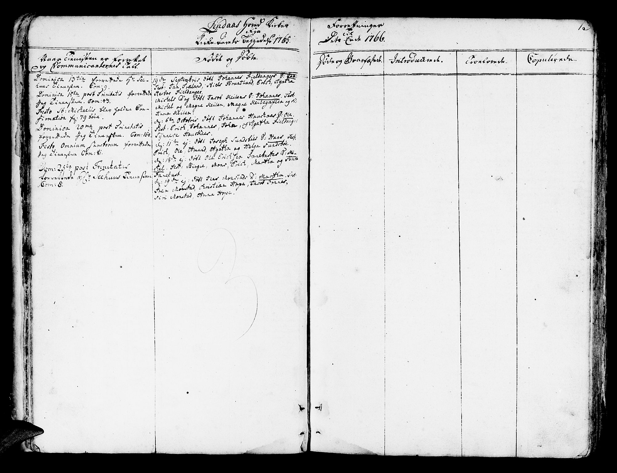 Lindås Sokneprestembete, AV/SAB-A-76701/H/Haa/Haaa/L0004: Parish register (official) no. A 4, 1764-1791, p. 13