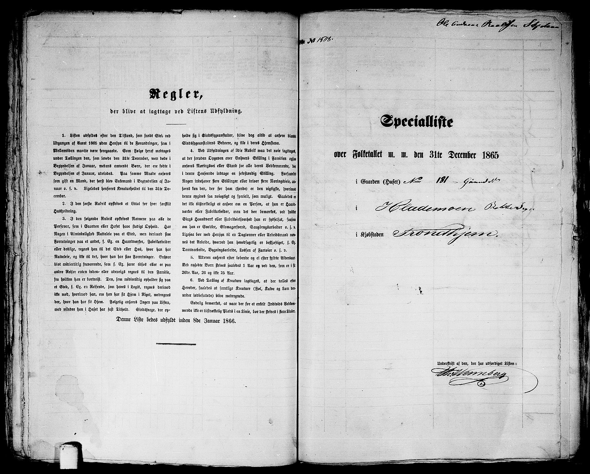 RA, 1865 census for Trondheim, 1865, p. 3118