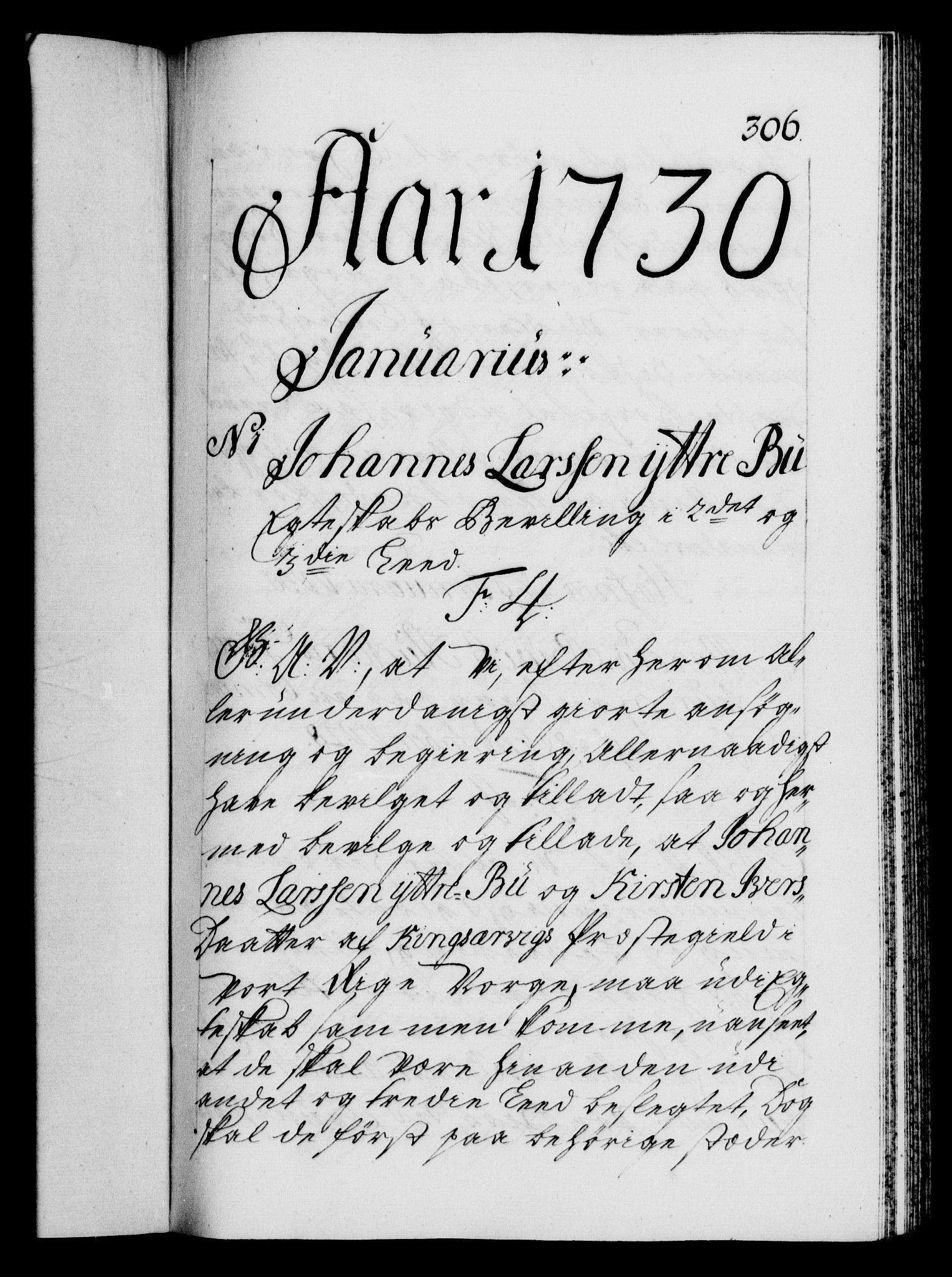 Danske Kanselli 1572-1799, RA/EA-3023/F/Fc/Fca/Fcaa/L0026: Norske registre, 1729-1730, p. 306a