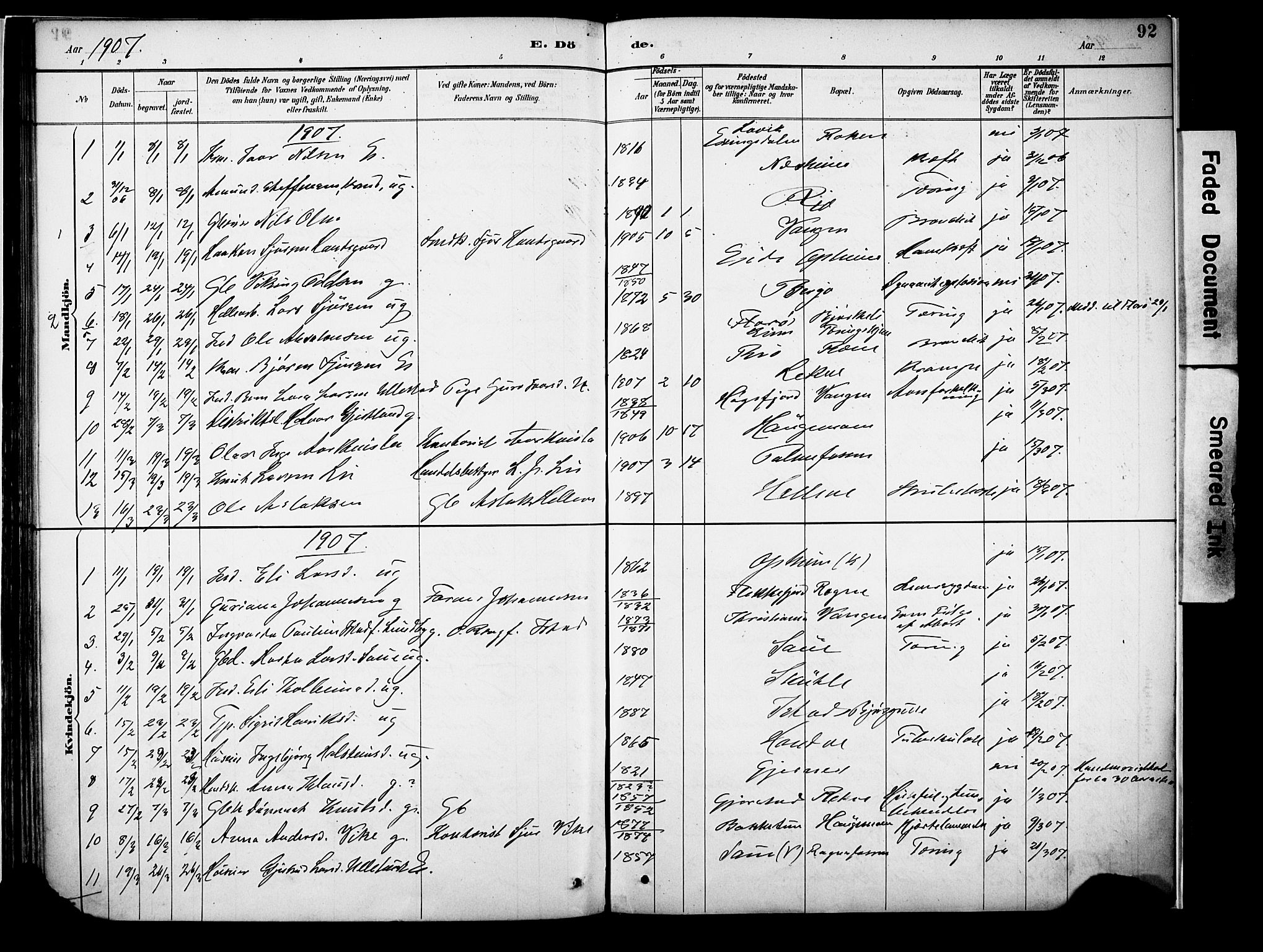 Voss sokneprestembete, SAB/A-79001/H/Haa: Parish register (official) no. A 22, 1887-1909, p. 92