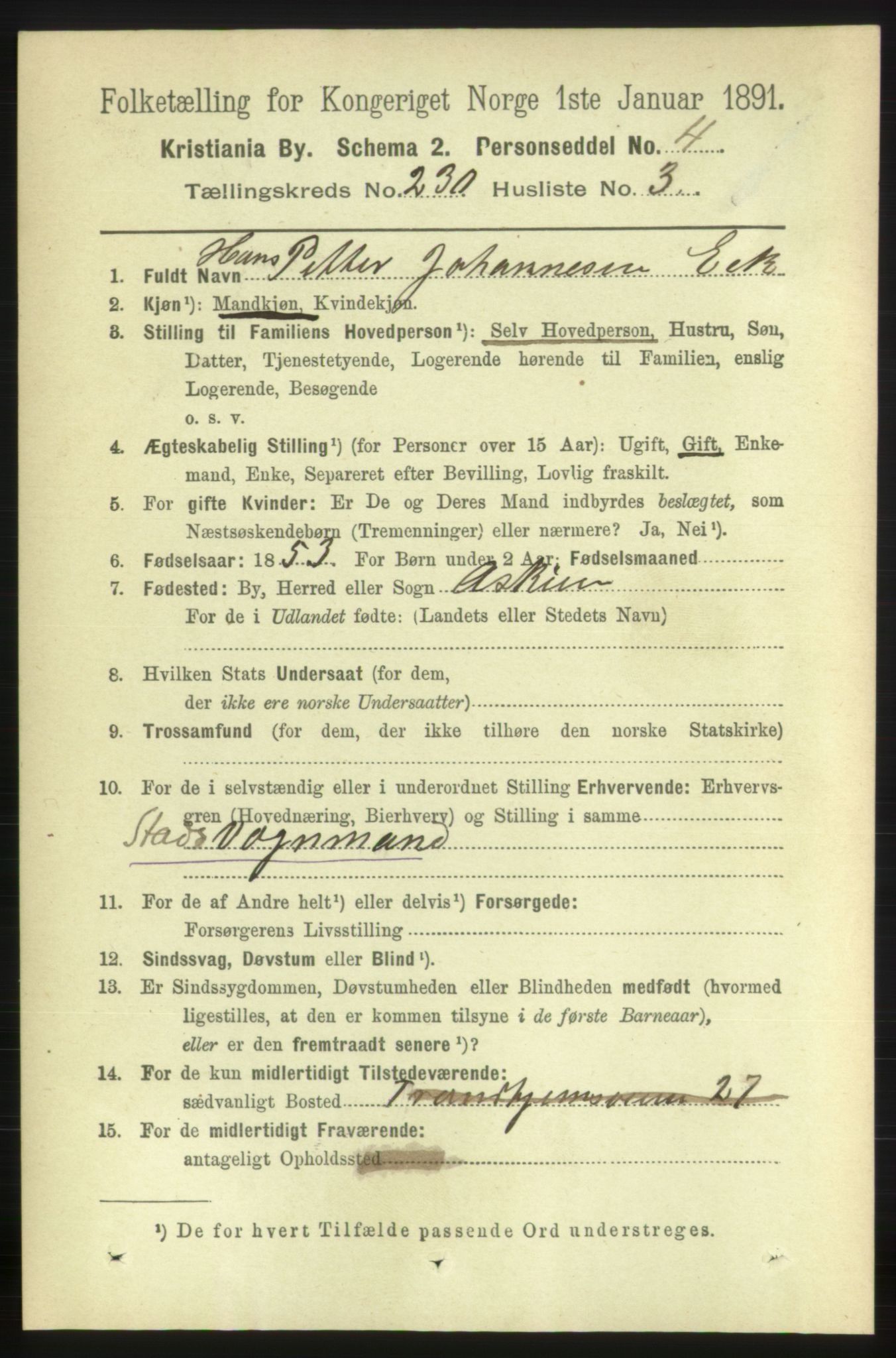 RA, 1891 census for 0301 Kristiania, 1891, p. 142297