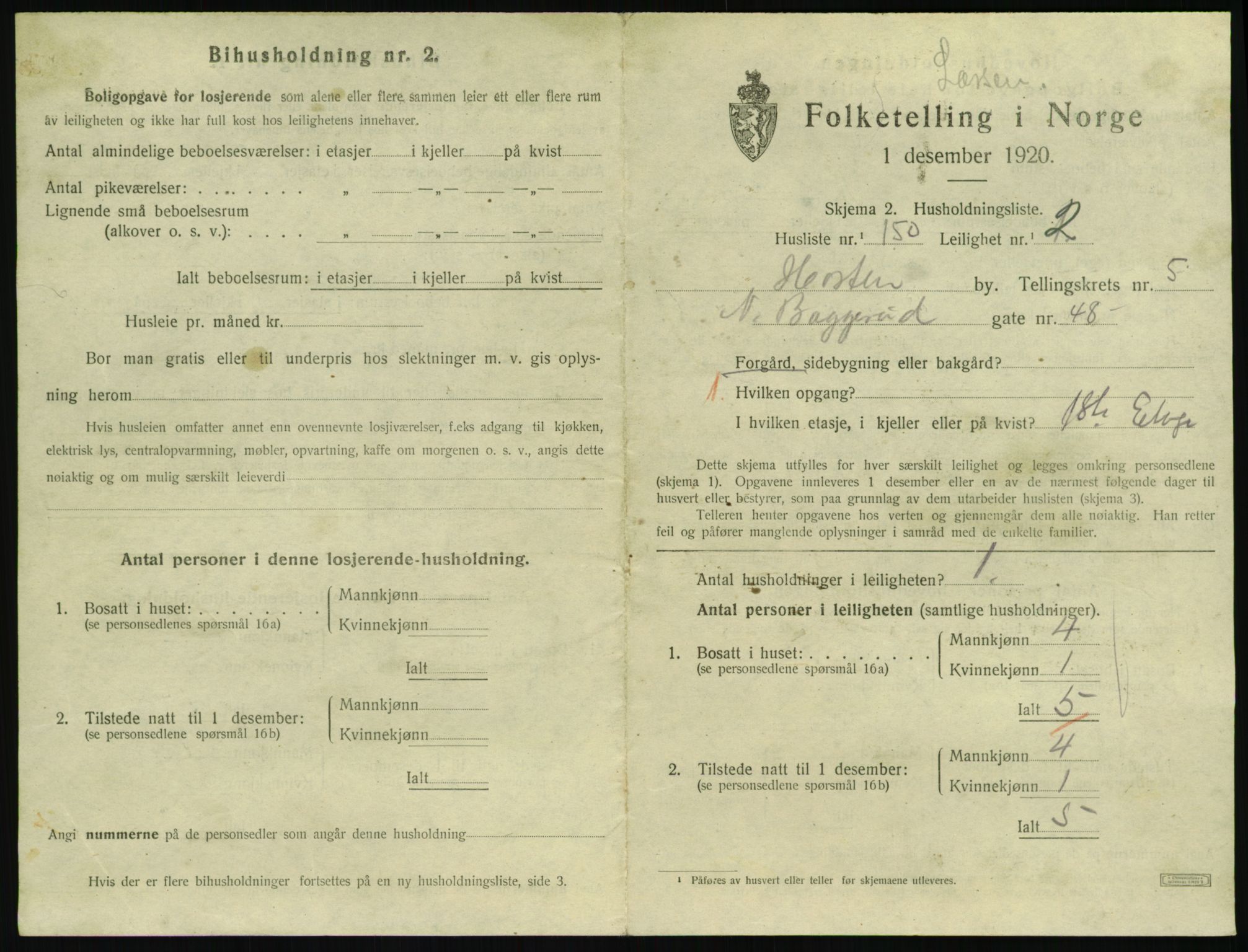 SAKO, 1920 census for Horten, 1920, p. 6175