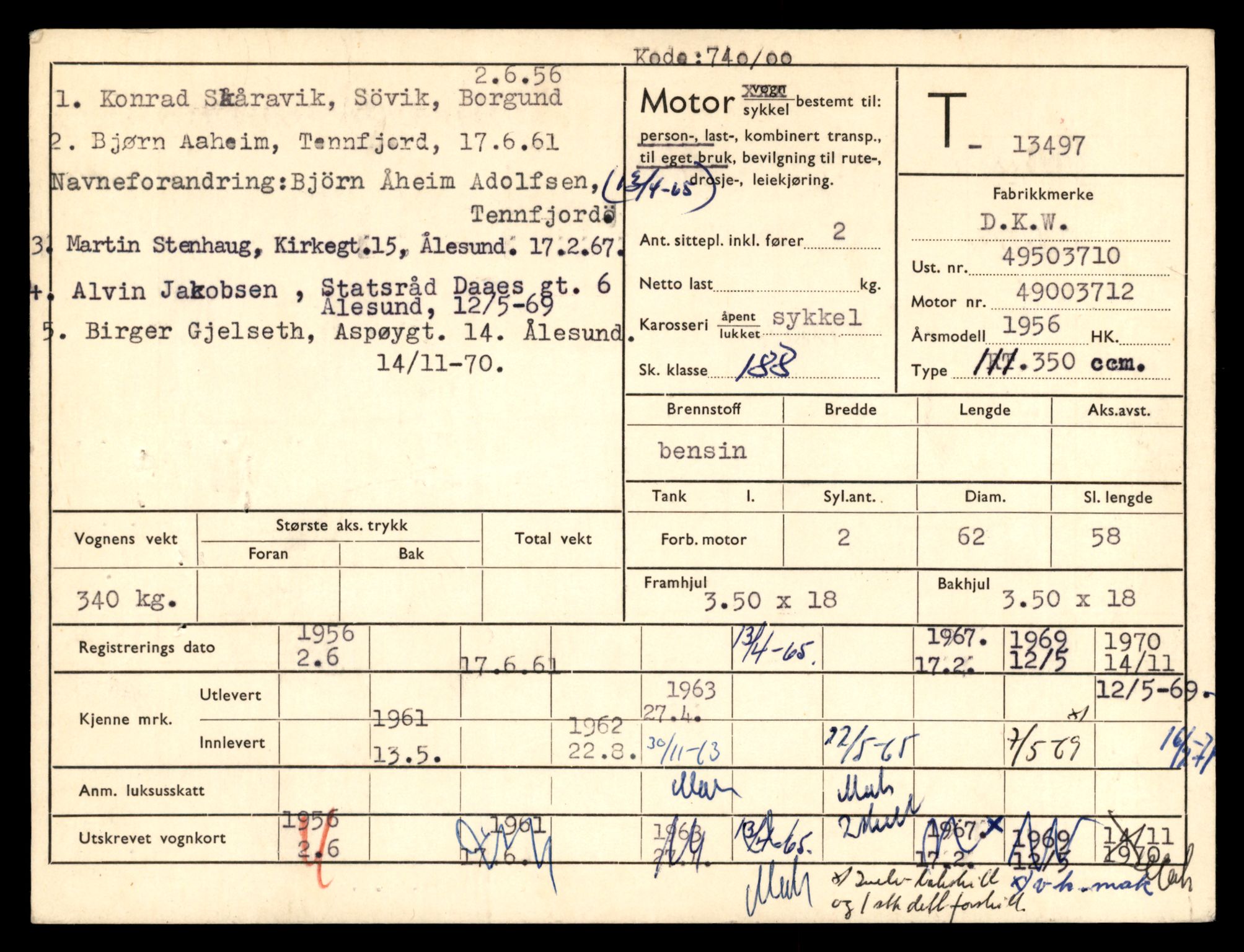 Møre og Romsdal vegkontor - Ålesund trafikkstasjon, AV/SAT-A-4099/F/Fe/L0039: Registreringskort for kjøretøy T 13361 - T 13530, 1927-1998, p. 2395