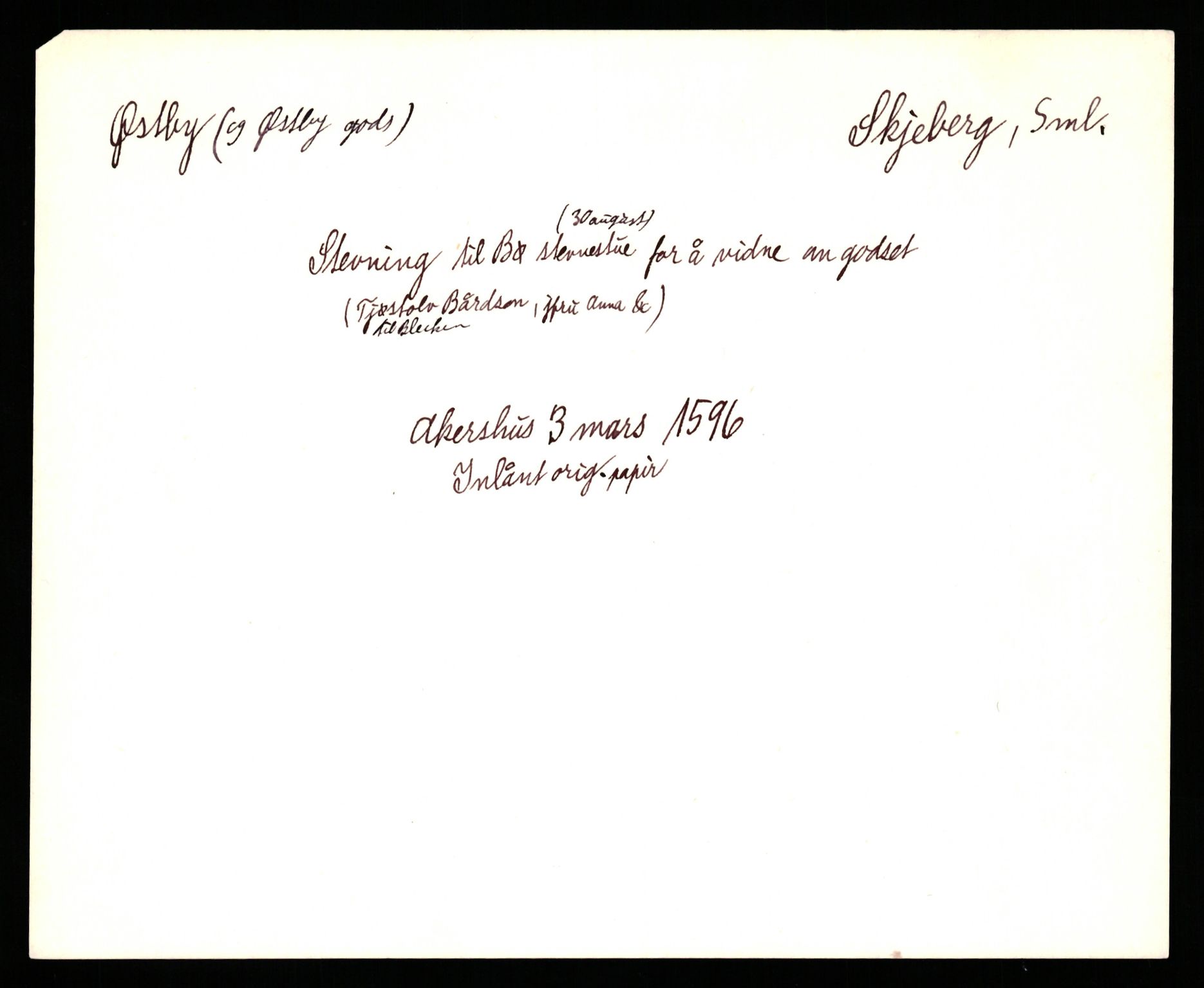 Riksarkivets diplomsamling, AV/RA-EA-5965/F35/F35e/L0002: Registreringssedler Østfold 2, 1300-1900, p. 773