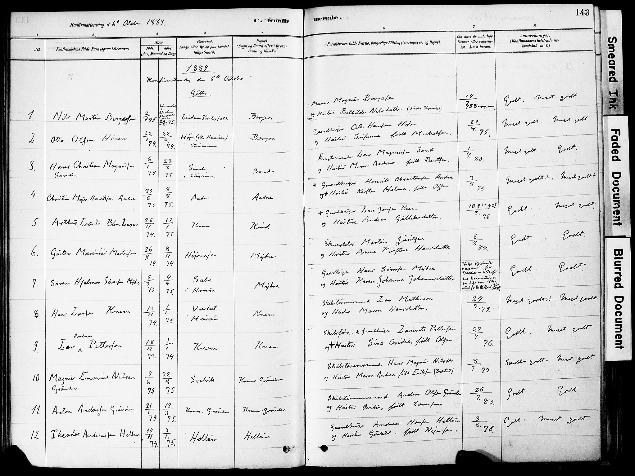 Strømm kirkebøker, AV/SAKO-A-322/F/Fa/L0004: Parish register (official) no. I 4, 1878-1899, p. 143