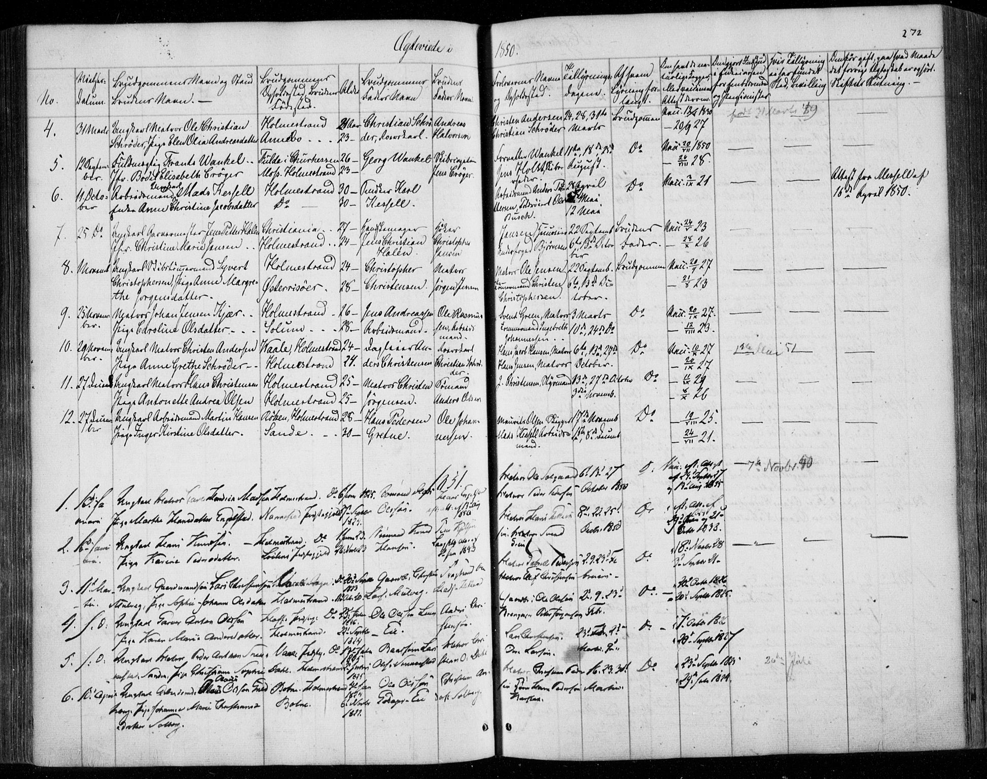 Holmestrand kirkebøker, SAKO/A-346/F/Fa/L0002: Parish register (official) no. 2, 1840-1866, p. 272