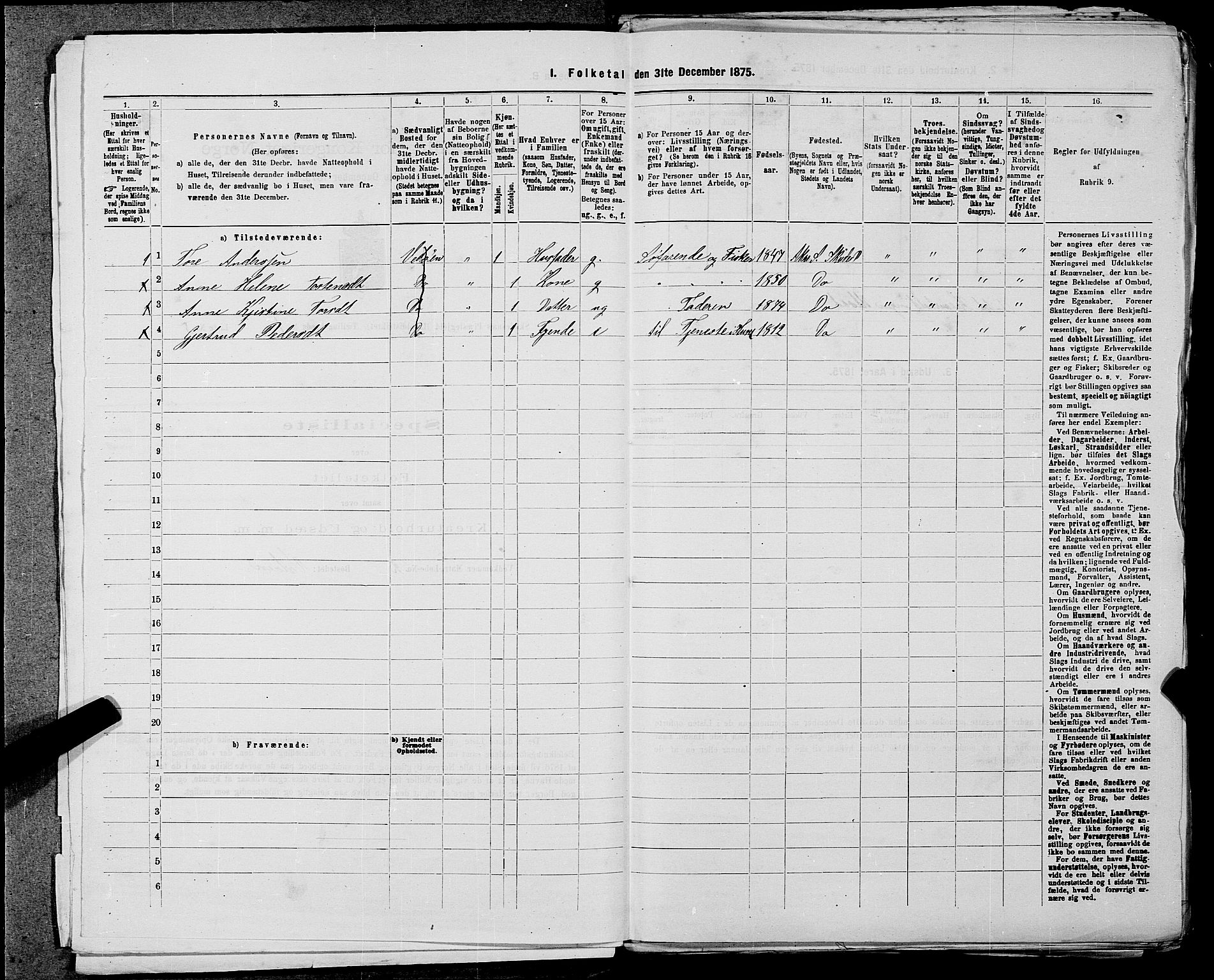 SAST, 1875 census for 1150L Skudenes/Falnes, Åkra og Ferkingstad, 1875, p. 78