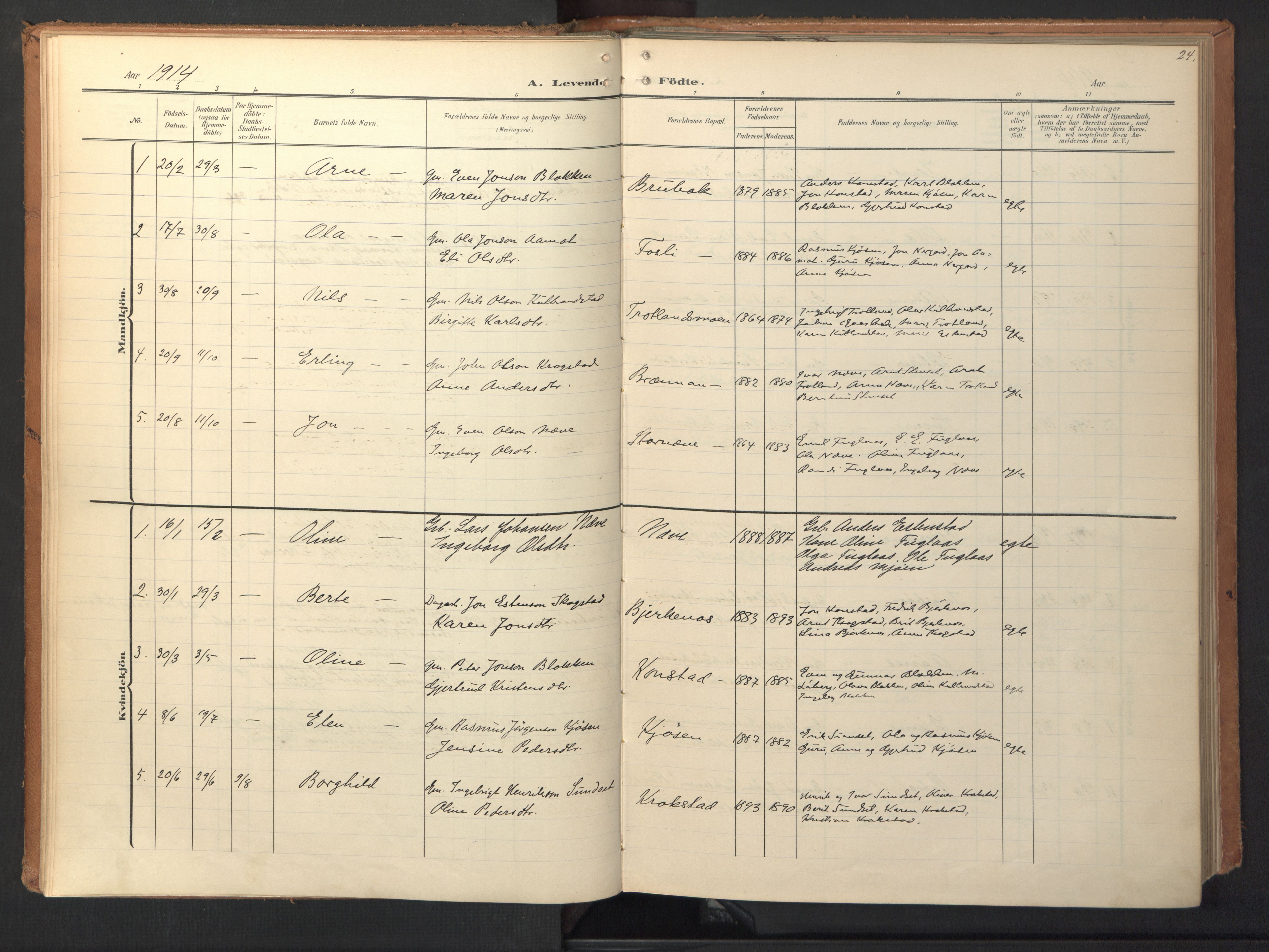 Ministerialprotokoller, klokkerbøker og fødselsregistre - Sør-Trøndelag, SAT/A-1456/694/L1128: Parish register (official) no. 694A02, 1906-1931, p. 24