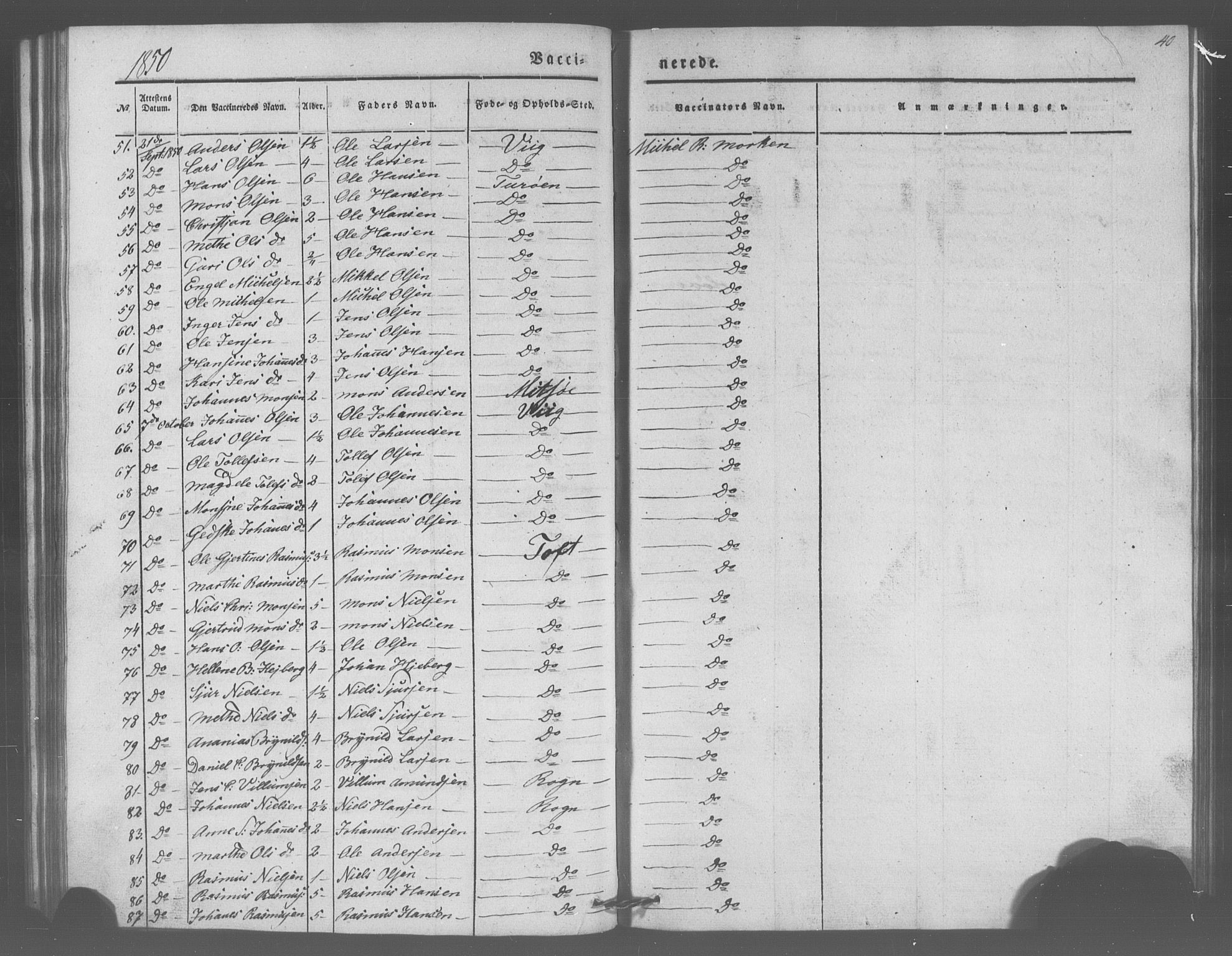 Manger sokneprestembete, SAB/A-76801/H/Haa: Parish register (official) no. A 10, 1844-1859, p. 40