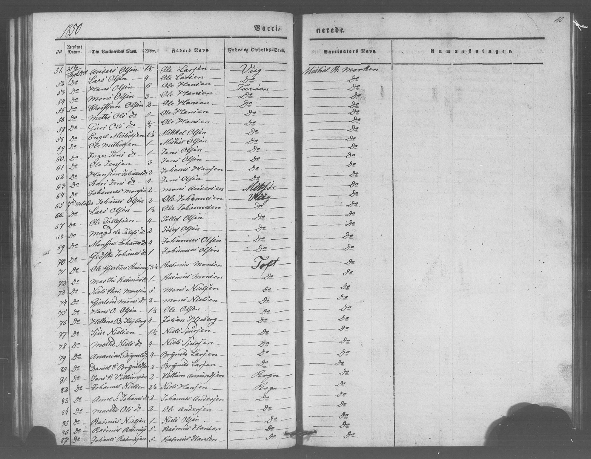 Manger sokneprestembete, AV/SAB-A-76801/H/Haa: Parish register (official) no. A 10, 1844-1859, p. 40