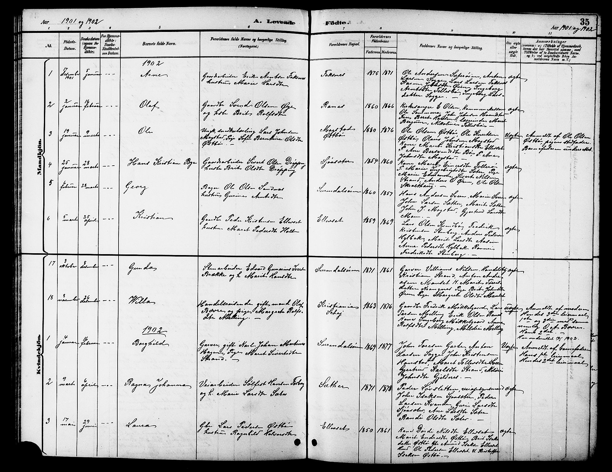 Ministerialprotokoller, klokkerbøker og fødselsregistre - Møre og Romsdal, AV/SAT-A-1454/596/L1058: Parish register (copy) no. 596C01, 1891-1907, p. 35