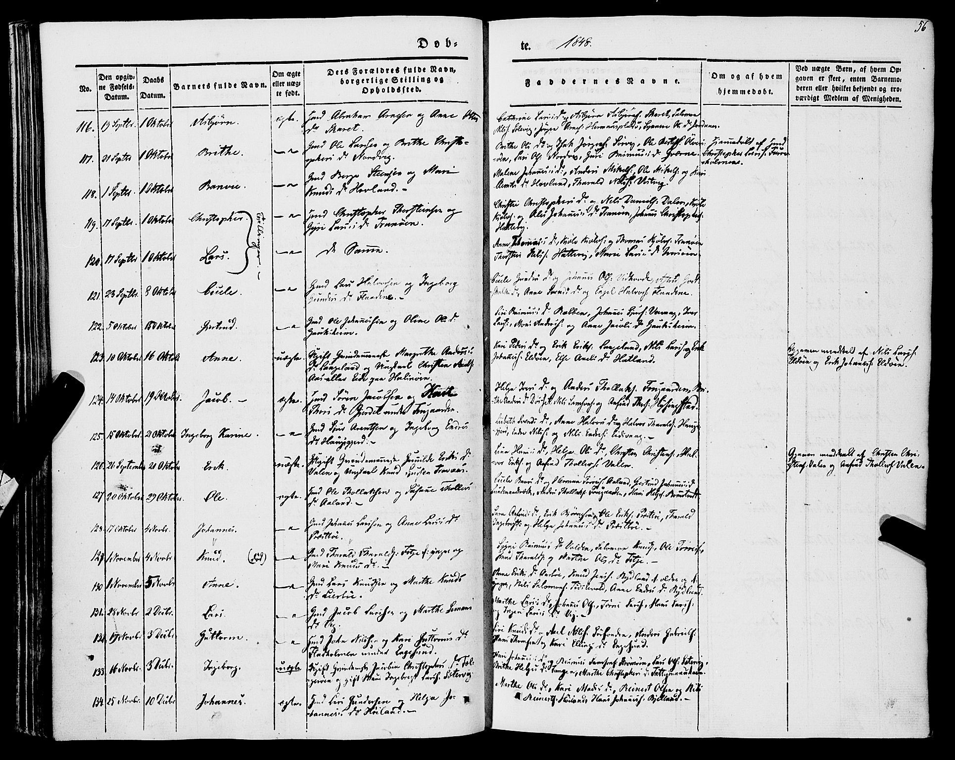 Stord sokneprestembete, SAB/A-78201/H/Haa: Parish register (official) no. A 7, 1841-1861, p. 56