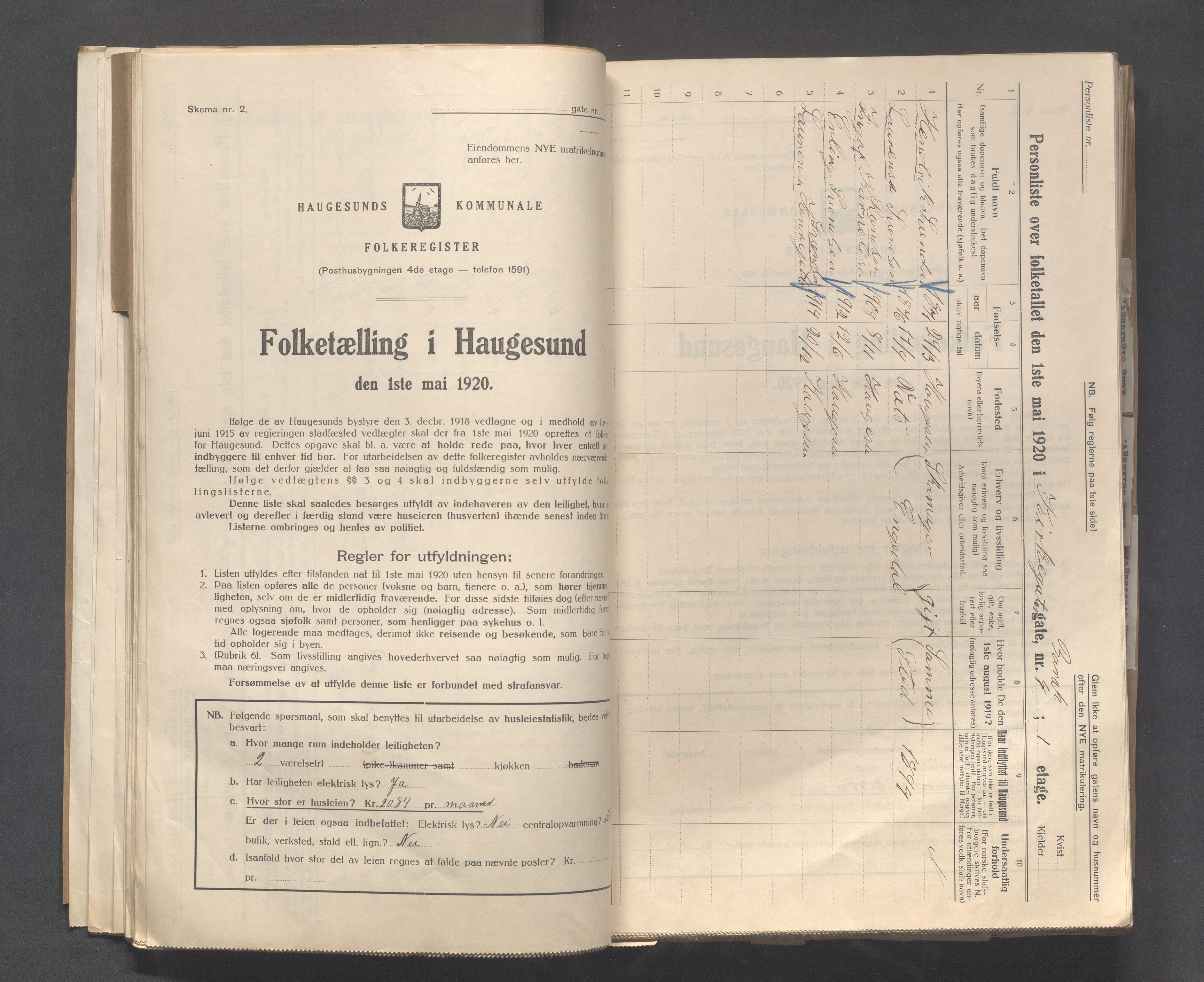 IKAR, Local census 1.5.1920 for Haugesund, 1920, p. 2504