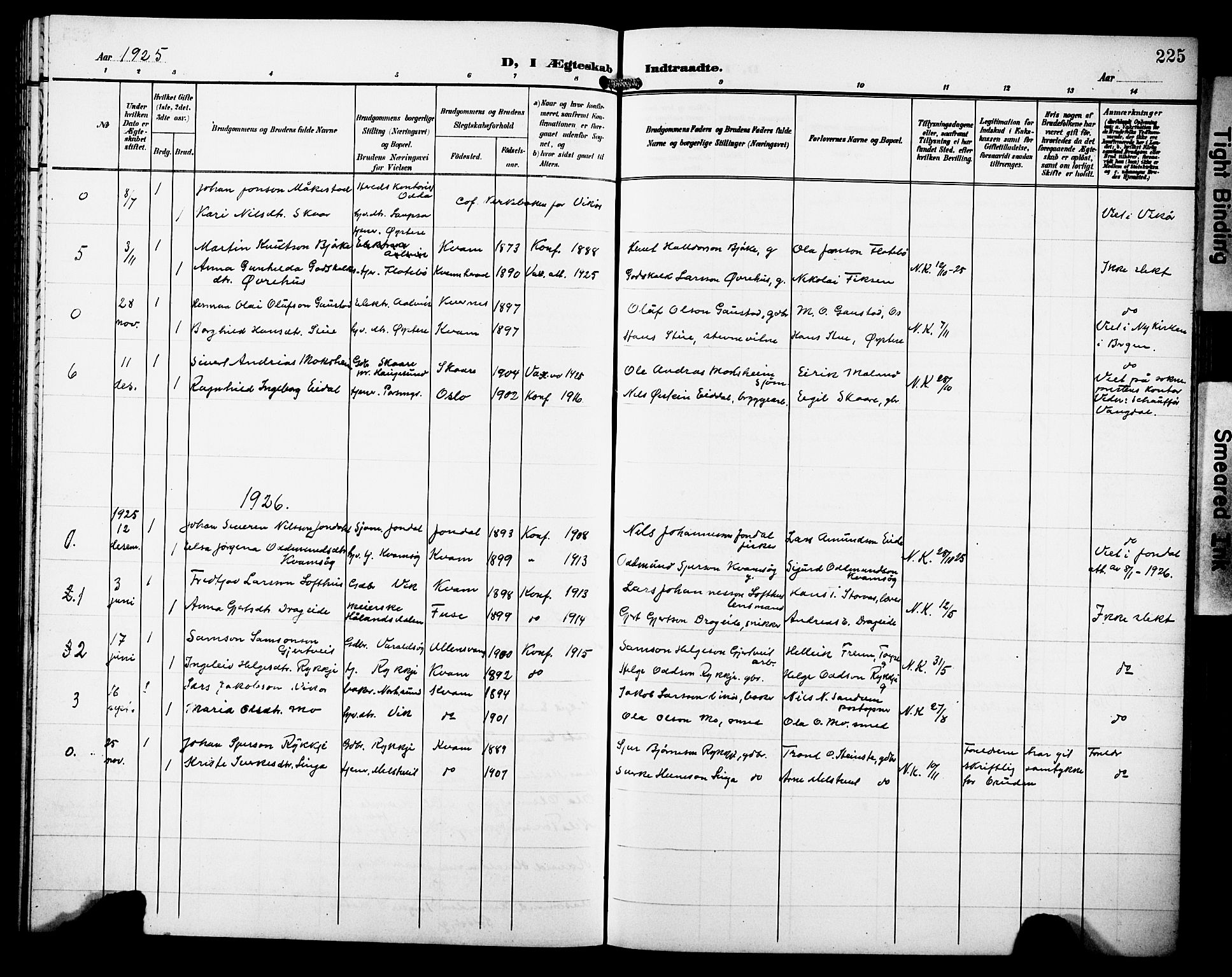 Kvam sokneprestembete, SAB/A-76201/H/Hab: Parish register (copy) no. C 4, 1906-1931, p. 225