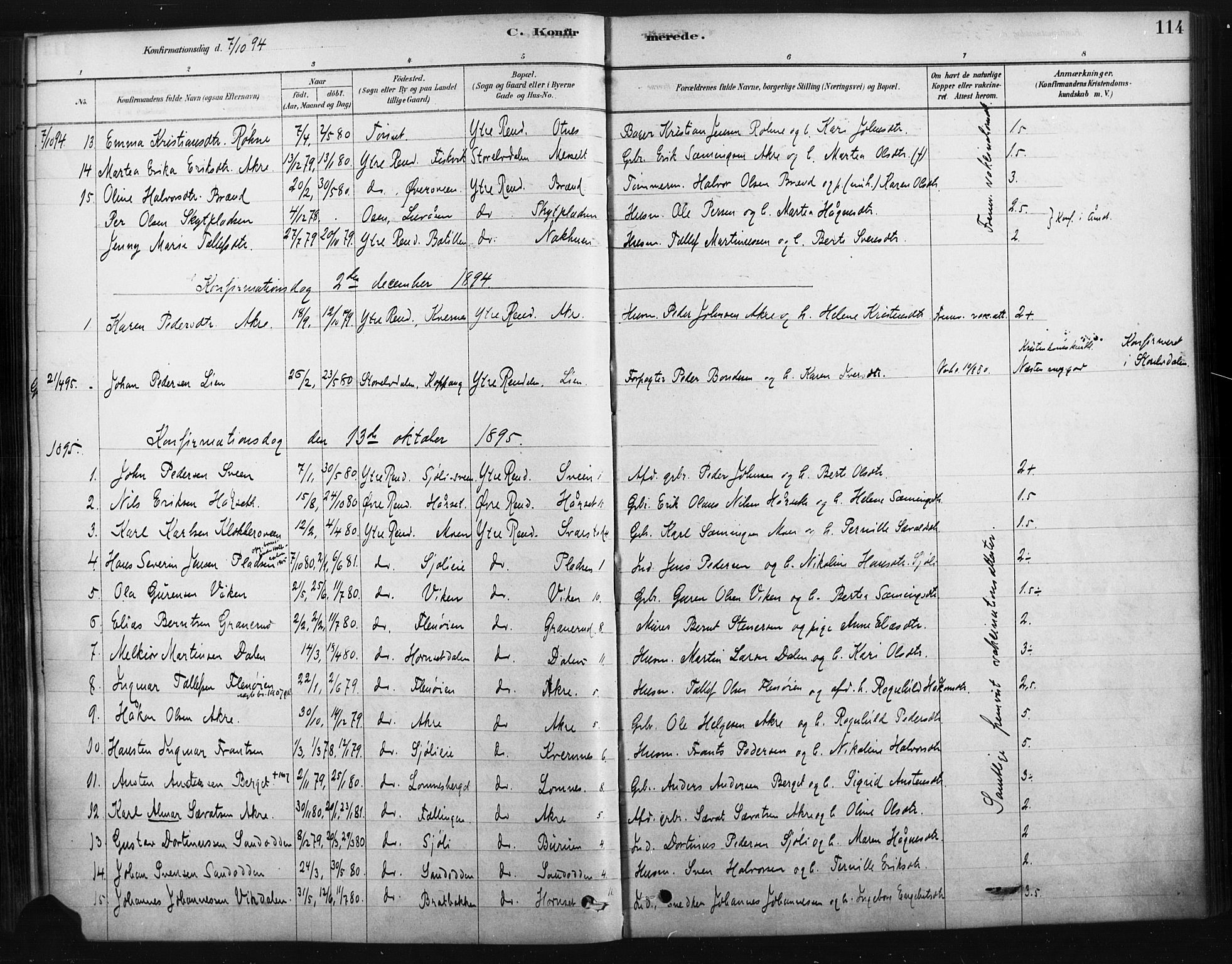 Rendalen prestekontor, AV/SAH-PREST-054/H/Ha/Haa/L0010: Parish register (official) no. 10, 1878-1901, p. 114