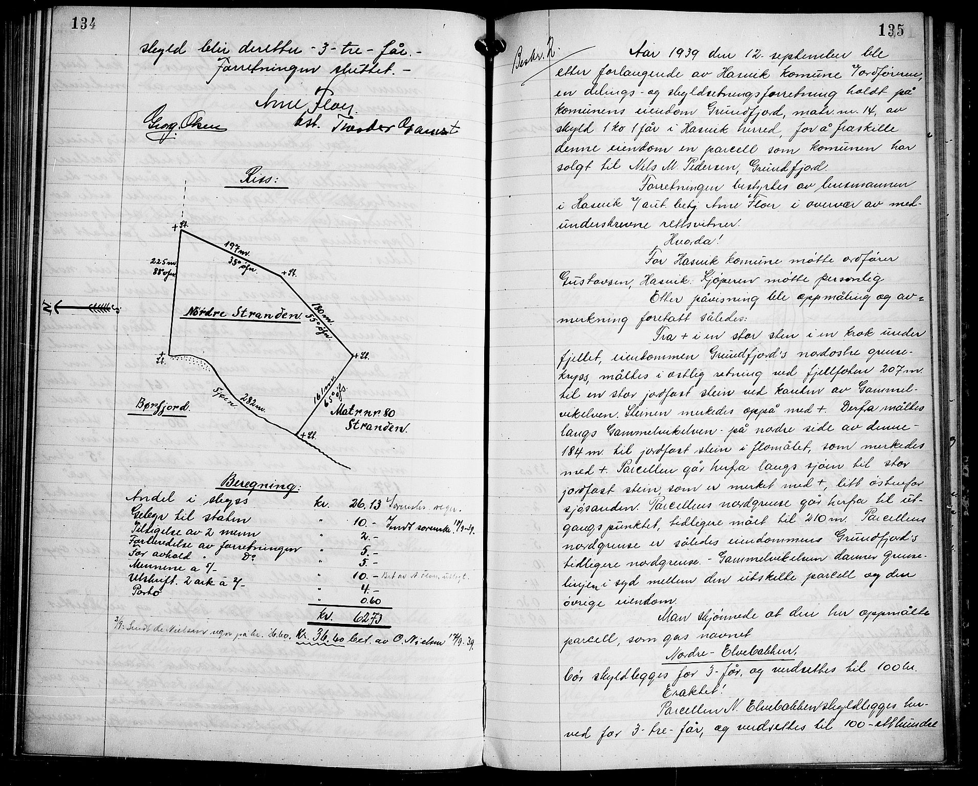 Lensmannen i Hasvik (hos Finnmarkseiendommen)*, FIEI/-, 1938-1944, p. 134-135