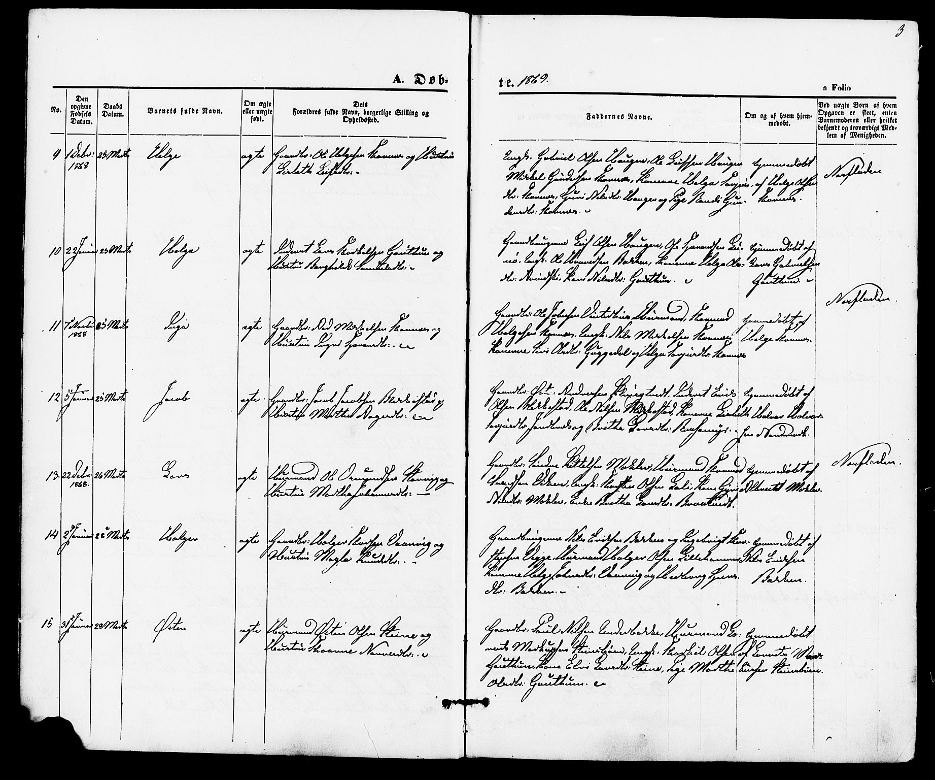 Suldal sokneprestkontor, AV/SAST-A-101845/01/IV/L0010: Parish register (official) no. A 10, 1869-1878, p. 3