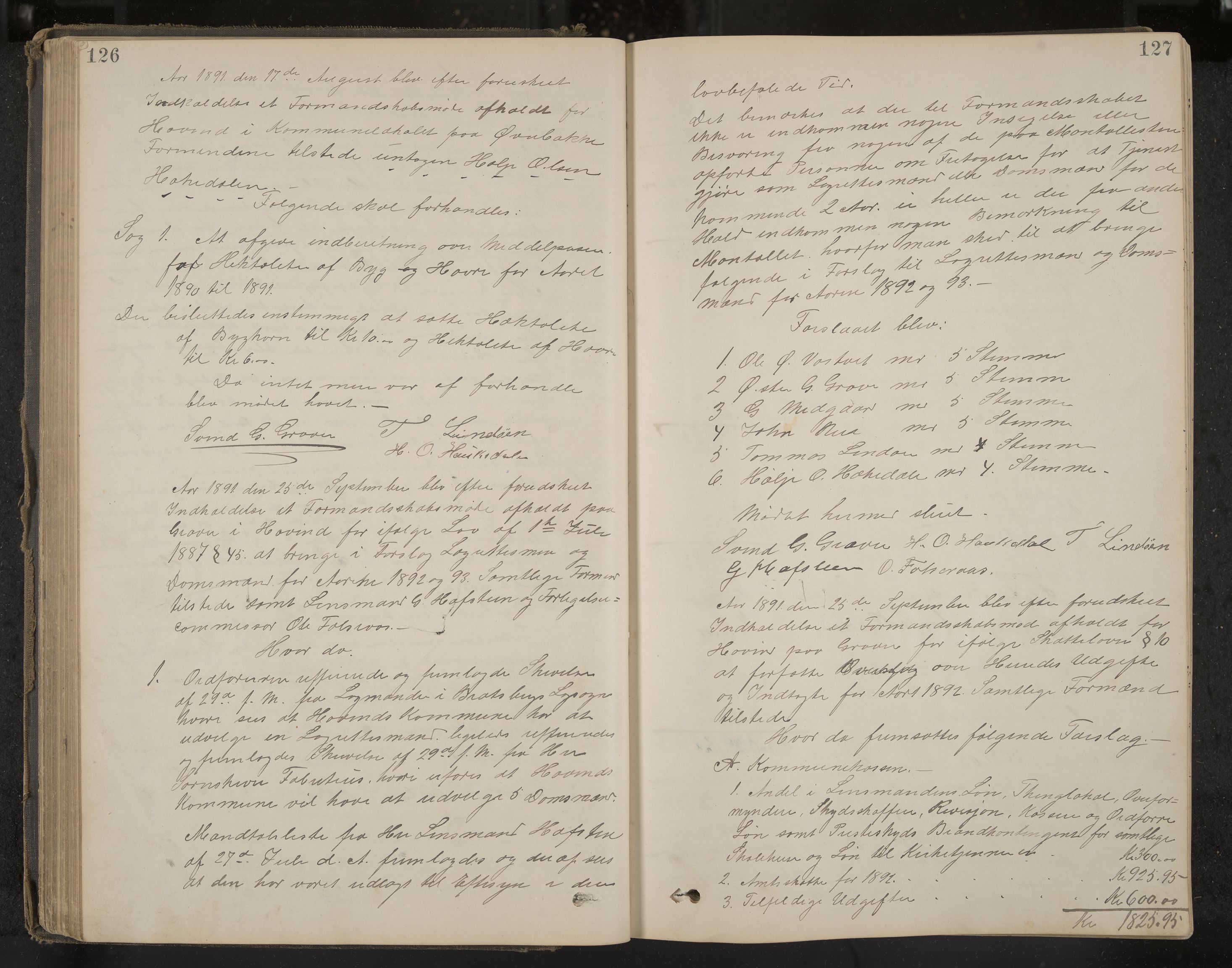 Hovin formannskap og sentraladministrasjon, IKAK/0825021/A/L0001: Møtebok, 1886-1908, p. 126-127