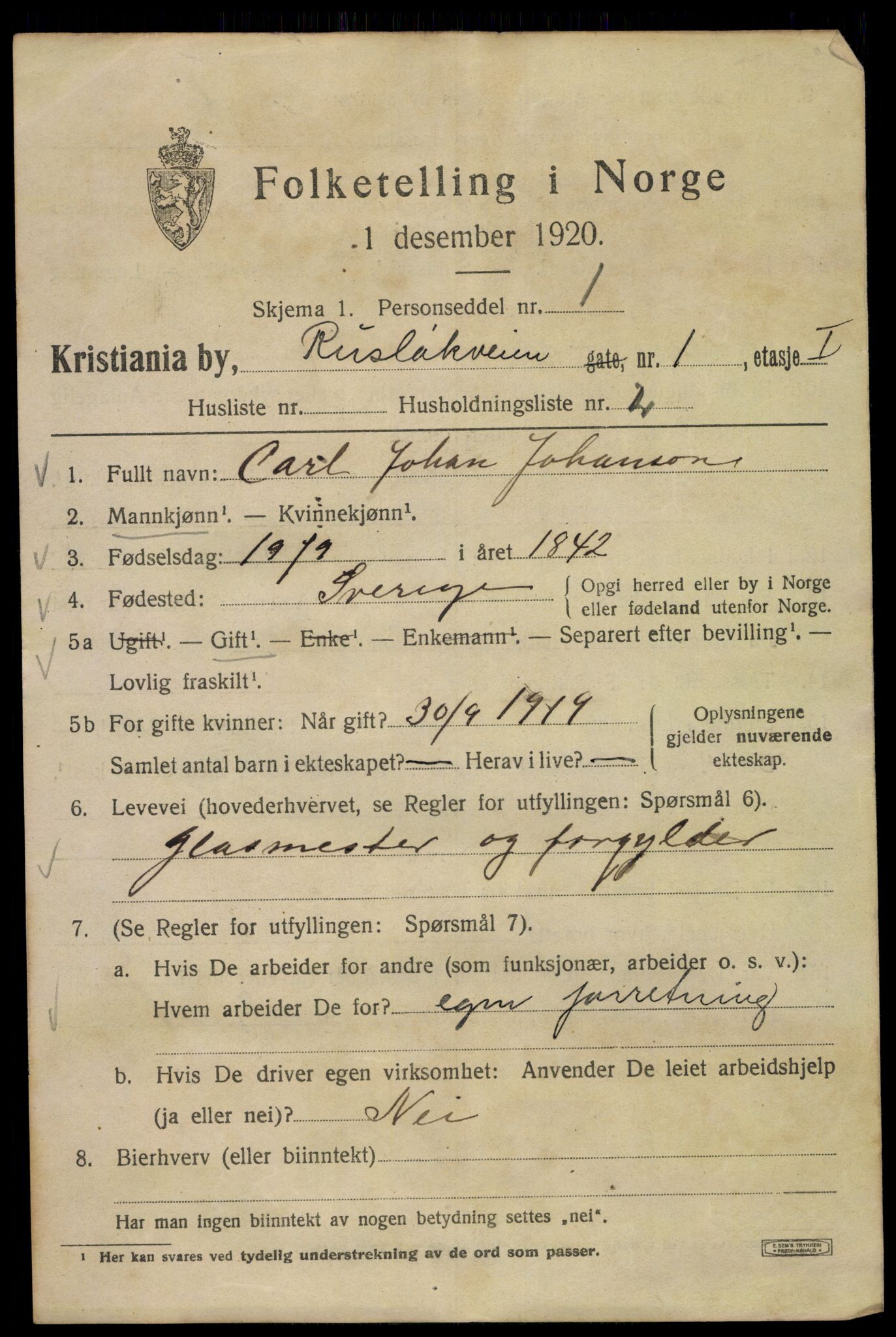 SAO, 1920 census for Kristiania, 1920, p. 469873