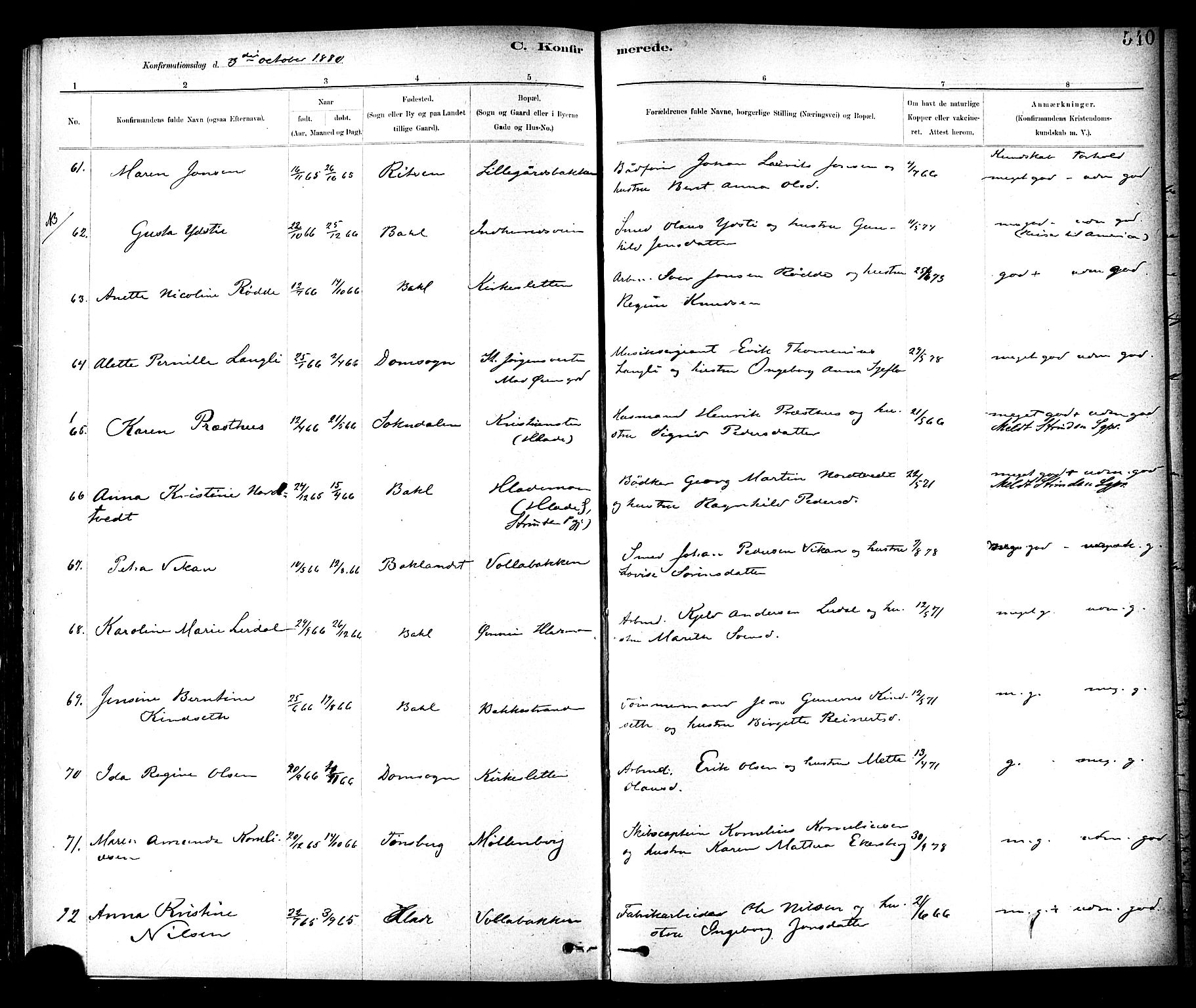 Ministerialprotokoller, klokkerbøker og fødselsregistre - Sør-Trøndelag, SAT/A-1456/604/L0188: Parish register (official) no. 604A09, 1878-1892, p. 540