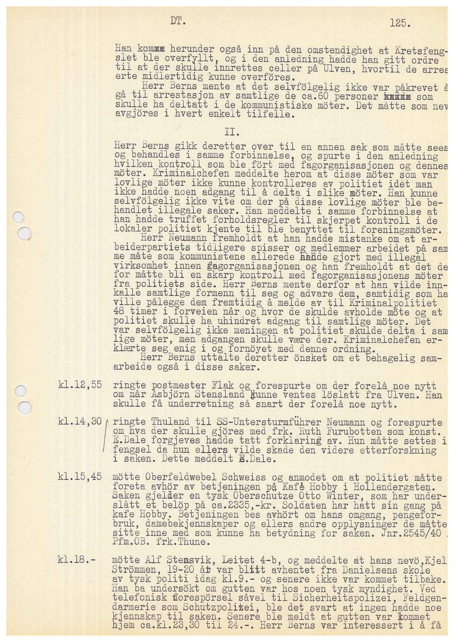 Bergen politikammer / politidistrikt, AV/SAB-A-60401/Y/Ye/L0001: Avskrift av krigsdagbok av Dankert Thuland, 1940-1941, p. 125