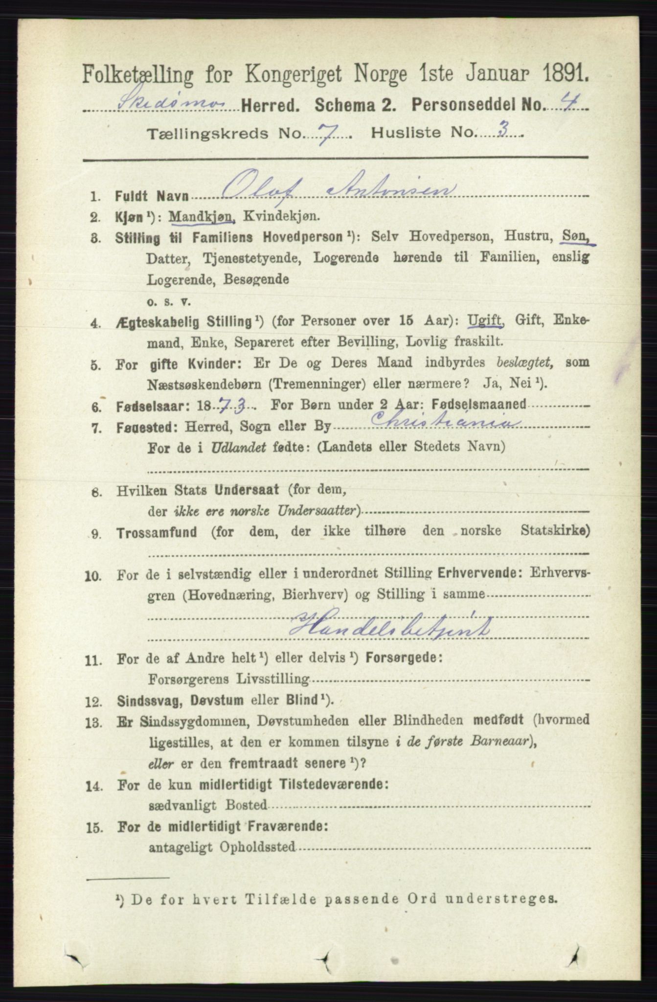 RA, 1891 census for 0231 Skedsmo, 1891, p. 3364