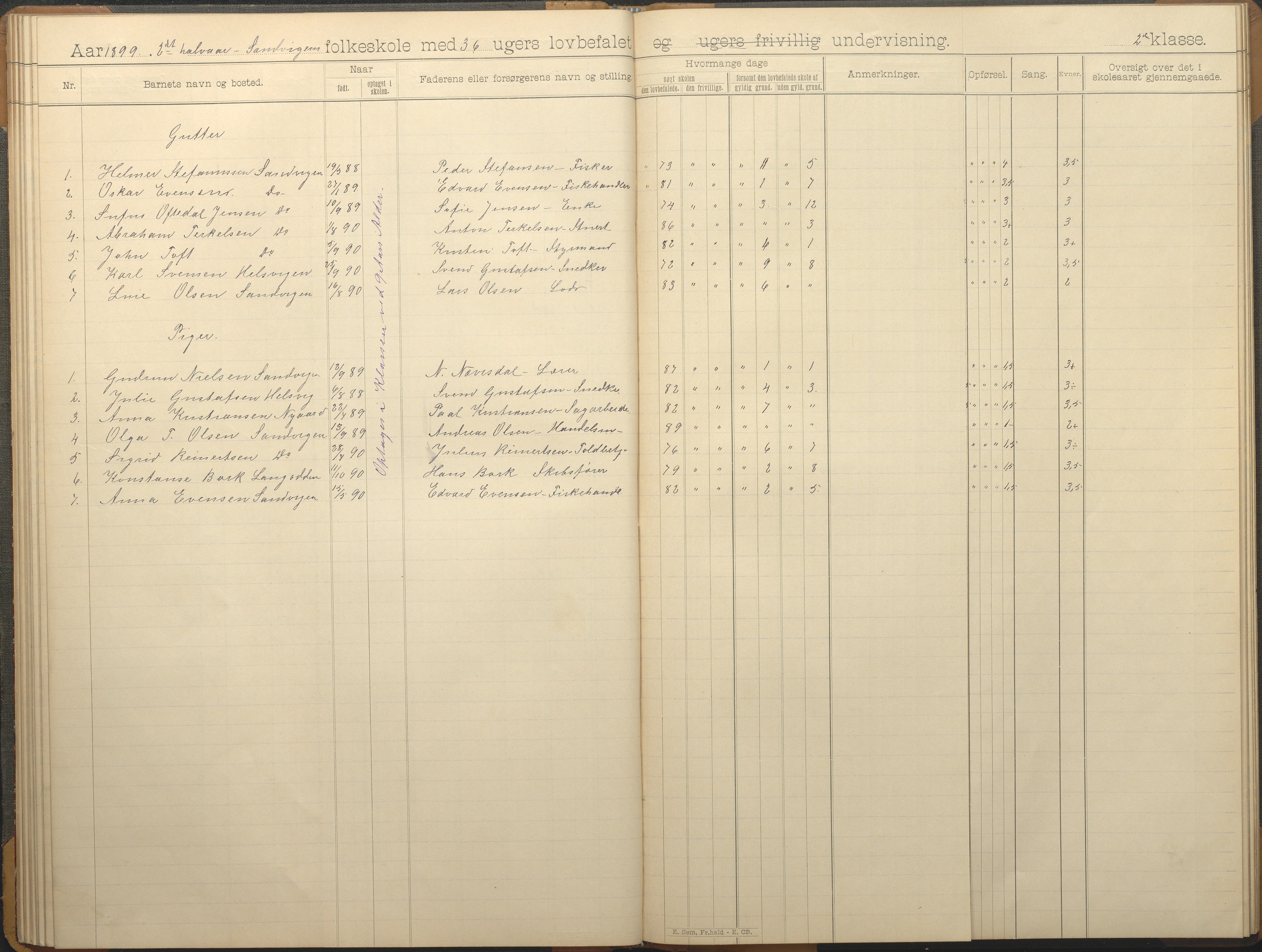 Hisøy kommune frem til 1991, AAKS/KA0922-PK/33/L0006: Skoleprotokoll, 1892-1902