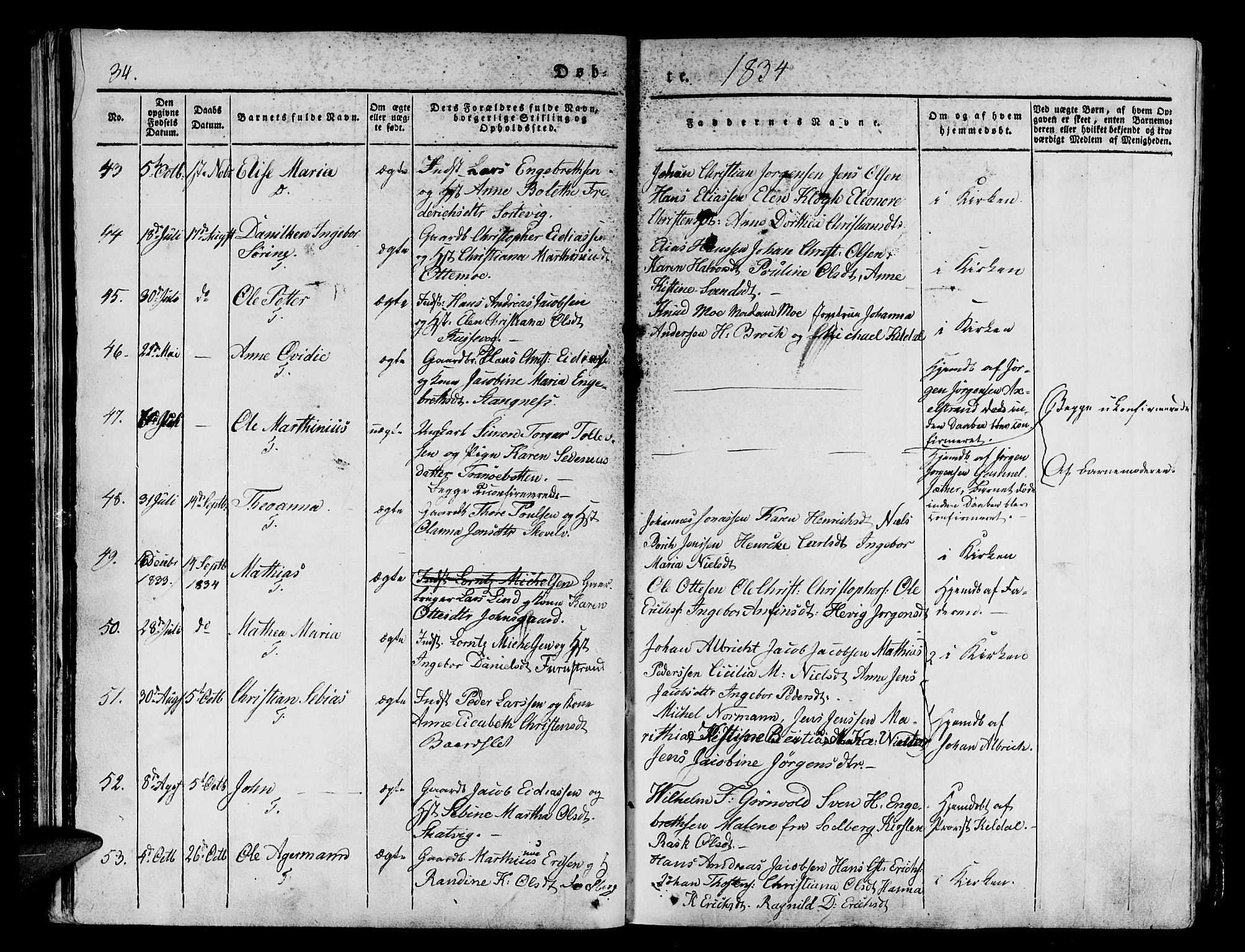 Tranøy sokneprestkontor, SATØ/S-1313/I/Ia/Iaa/L0005kirke: Parish register (official) no. 5, 1829-1844, p. 34