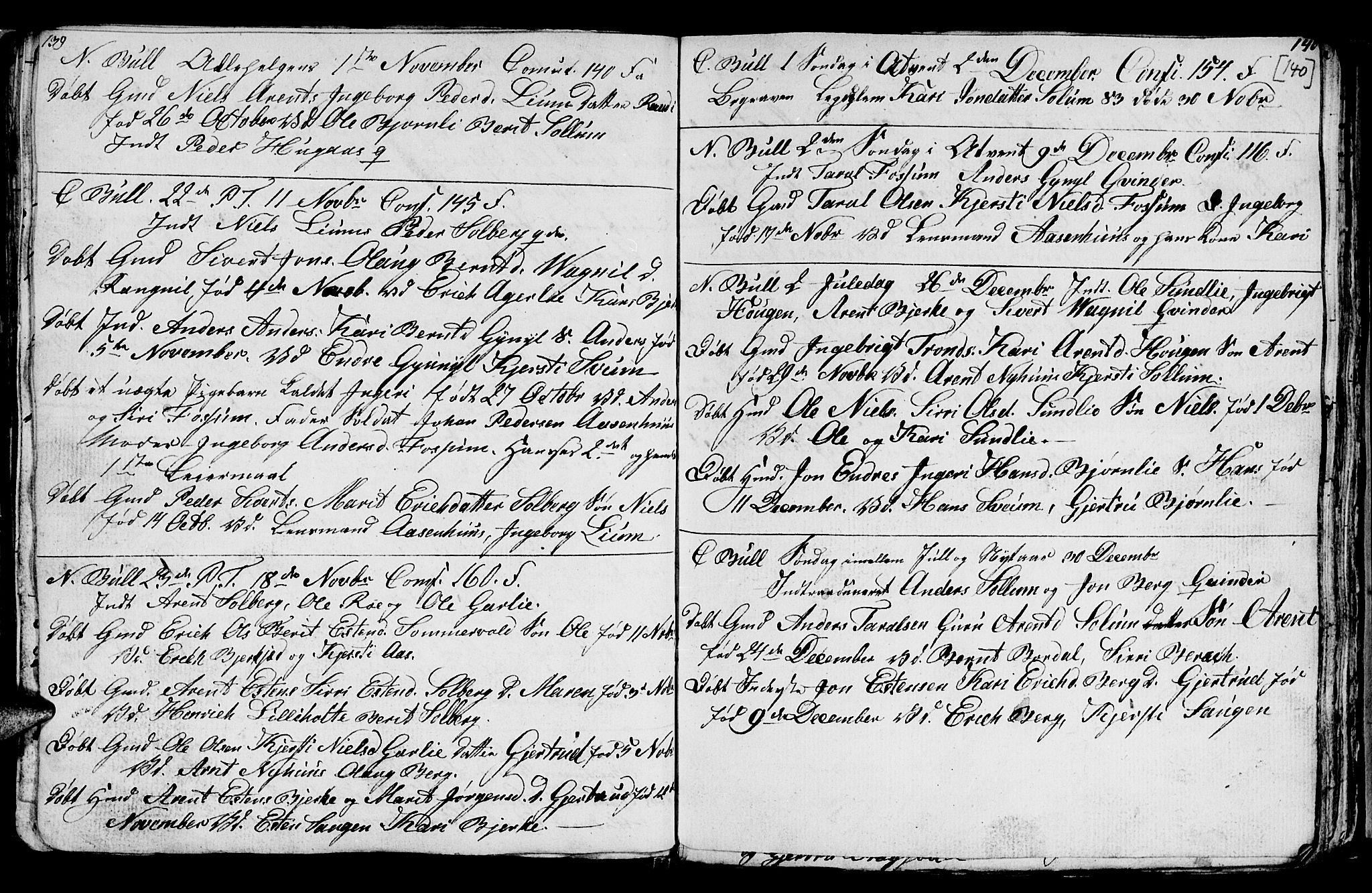 Ministerialprotokoller, klokkerbøker og fødselsregistre - Sør-Trøndelag, SAT/A-1456/689/L1042: Parish register (copy) no. 689C01, 1812-1841, p. 139-140