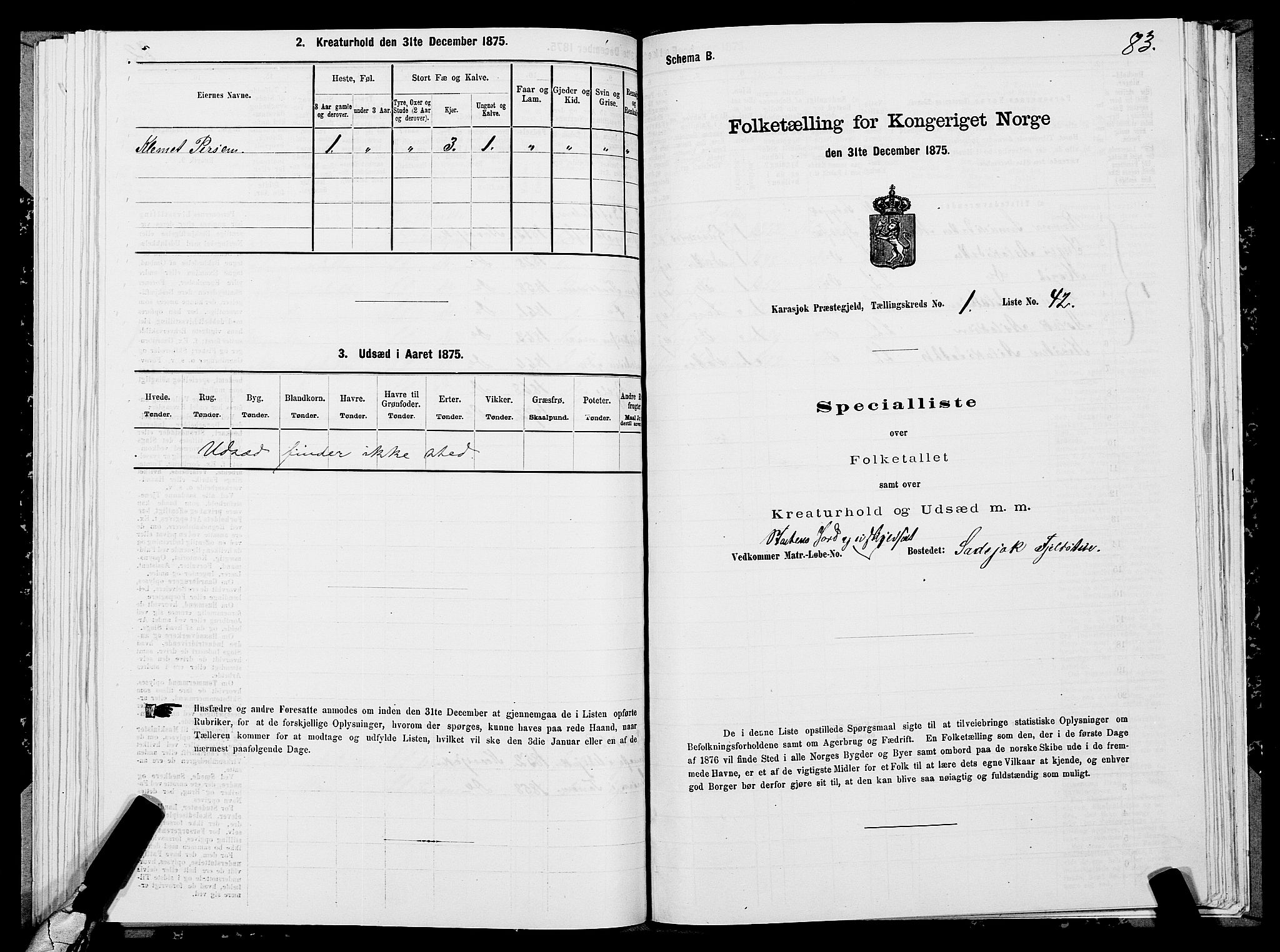 SATØ, 1875 census for 2021P Karasjok, 1875, p. 1083