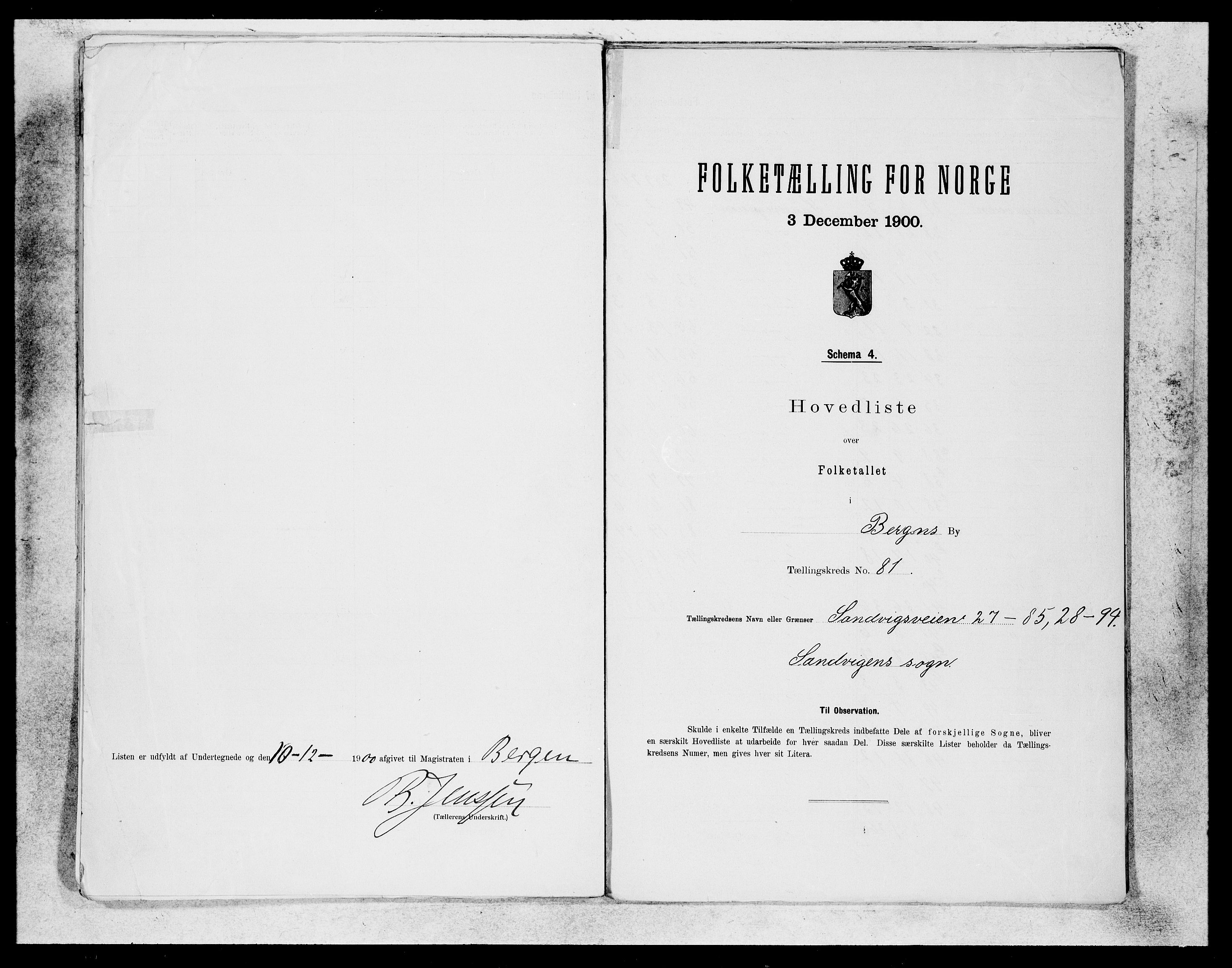 SAB, 1900 census for Bergen, 1900, p. 164