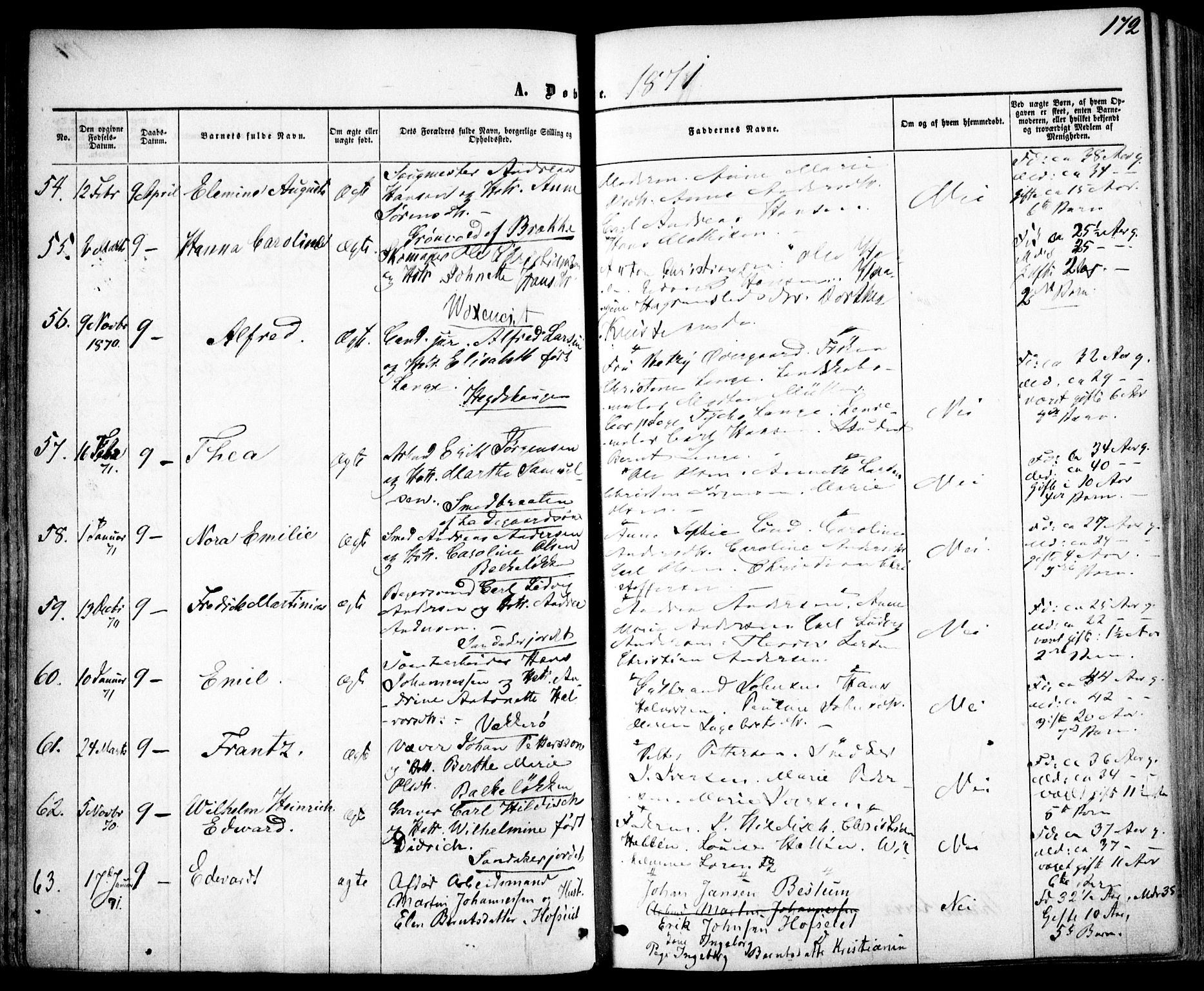 Vestre Aker prestekontor Kirkebøker, SAO/A-10025/F/Fa/L0004: Parish register (official) no. 4, 1857-1877, p. 172