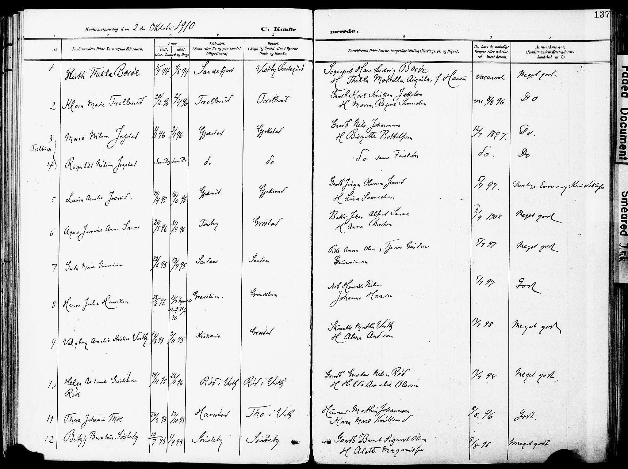 Vestby prestekontor Kirkebøker, SAO/A-10893/F/Fa/L0010: Parish register (official) no. I 10, 1900-1926, p. 137