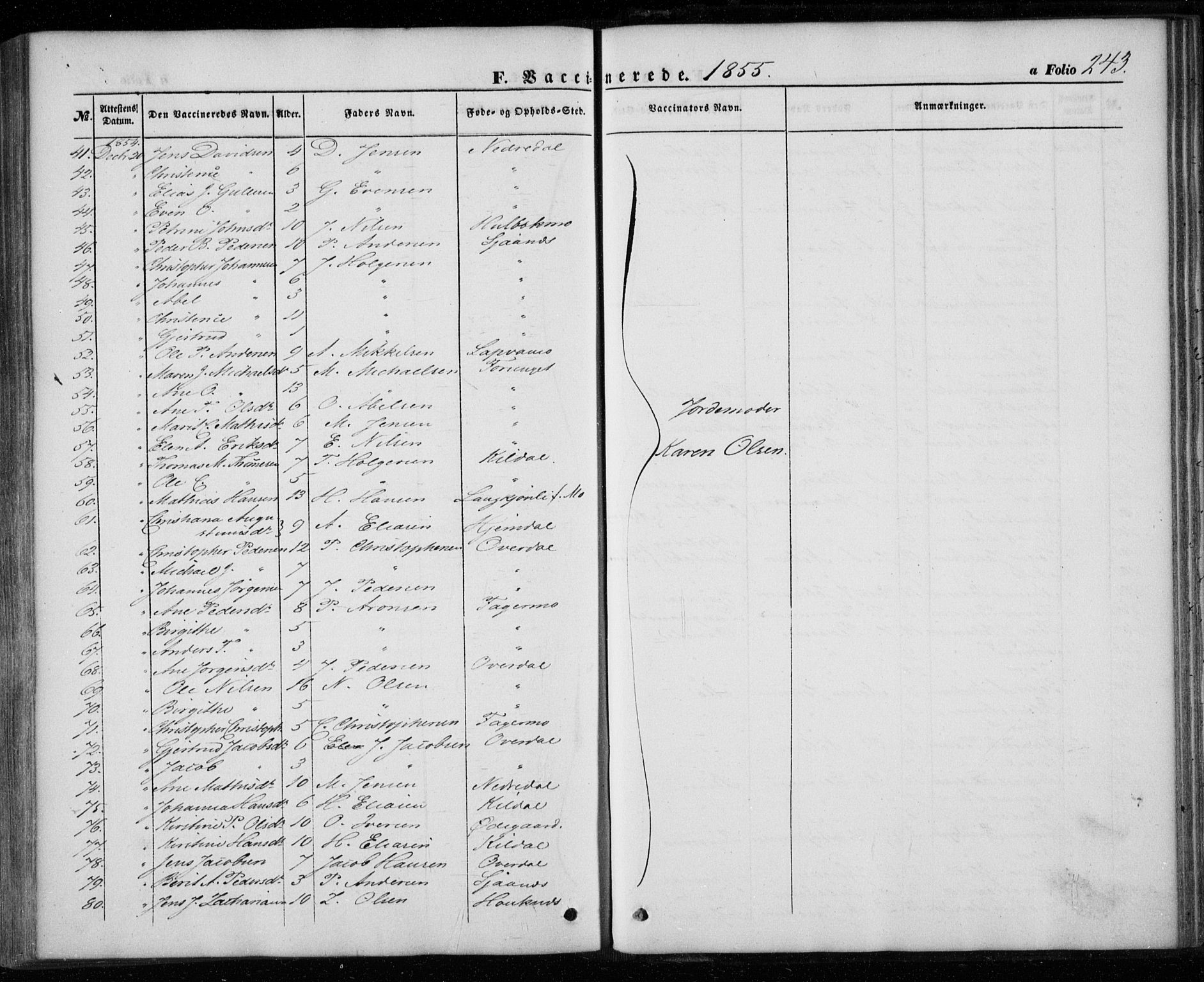 Ministerialprotokoller, klokkerbøker og fødselsregistre - Nordland, SAT/A-1459/827/L0392: Parish register (official) no. 827A04, 1853-1866, p. 243