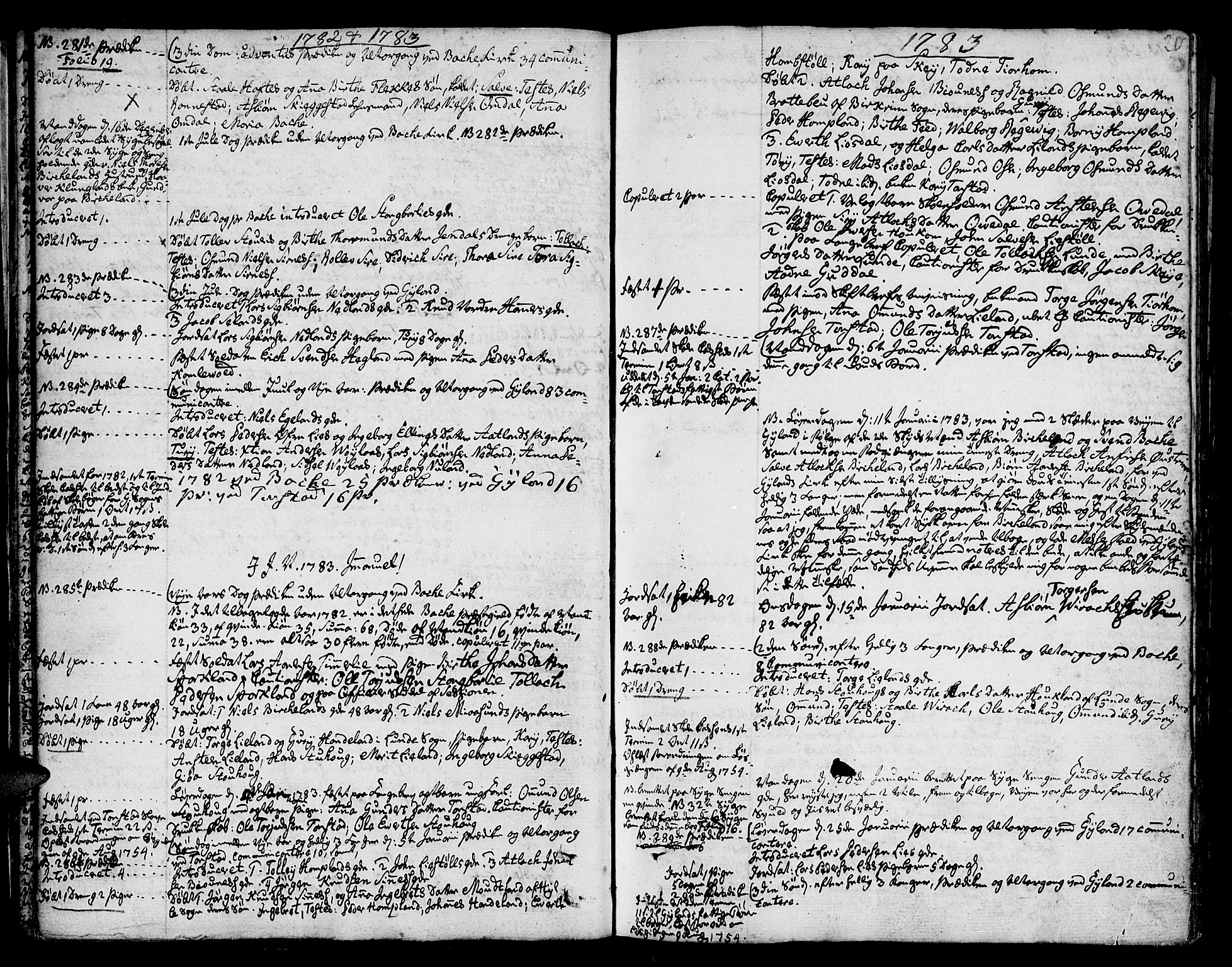 Bakke sokneprestkontor, SAK/1111-0002/F/Fa/Faa/L0002: Parish register (official) no. A 2, 1780-1816, p. 20