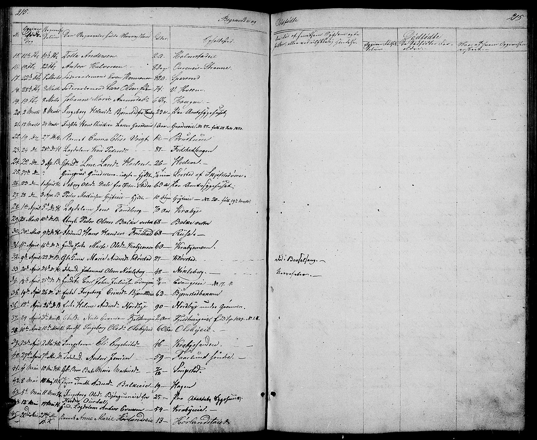Østre Toten prestekontor, SAH/PREST-104/H/Ha/Hab/L0003: Parish register (copy) no. 3, 1848-1857, p. 215