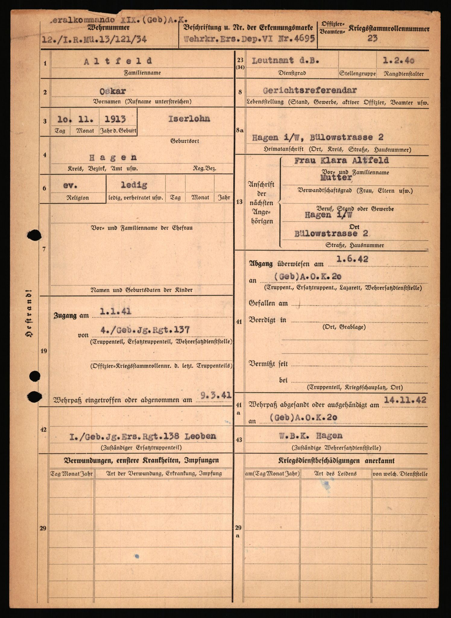 Forsvarets Overkommando. 2 kontor. Arkiv 11.4. Spredte tyske arkivsaker, AV/RA-RAFA-7031/D/Dar/Dara/L0018: Personalbøker, 1940-1945, p. 8