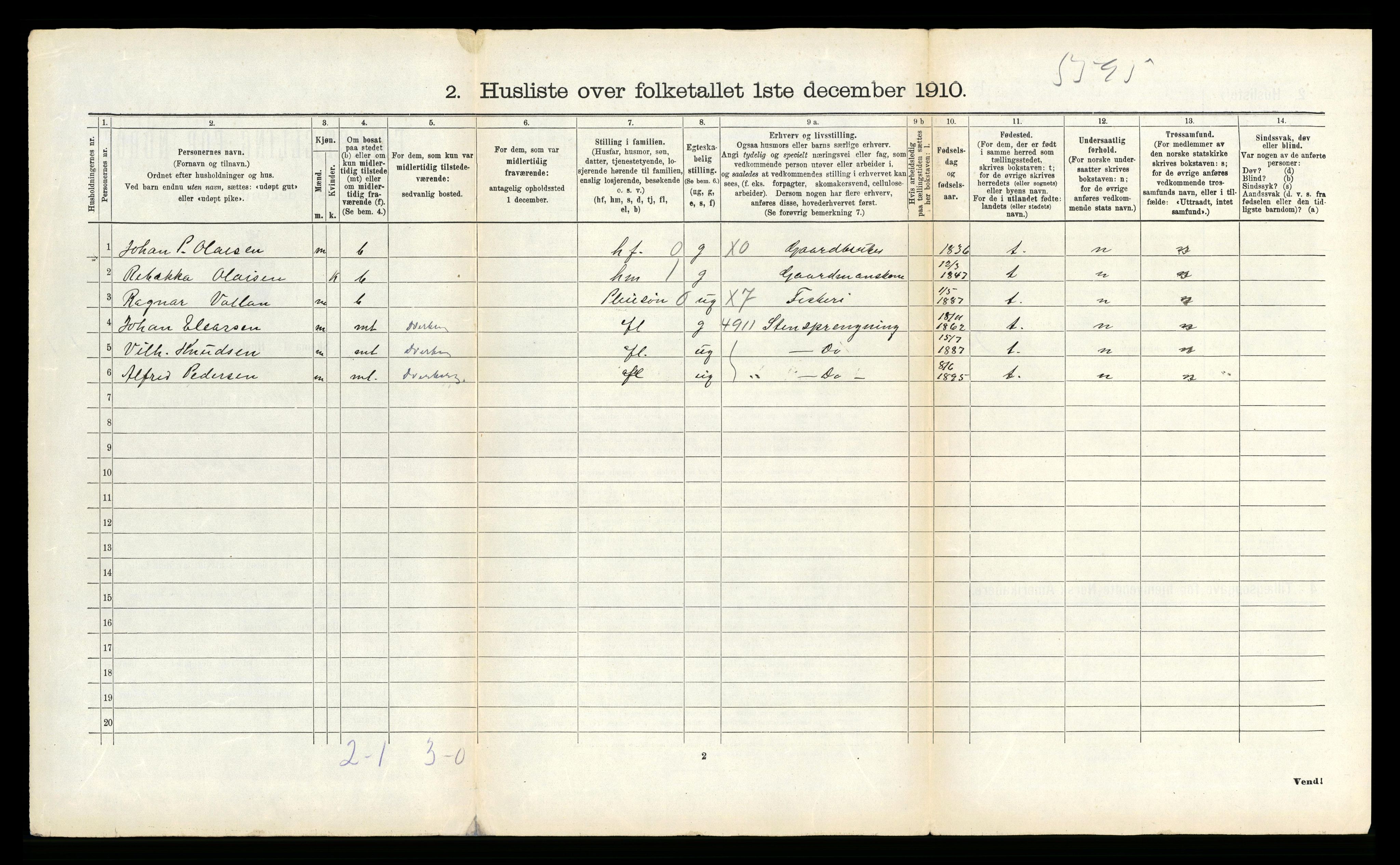 RA, 1910 census for Dverberg, 1910, p. 1455