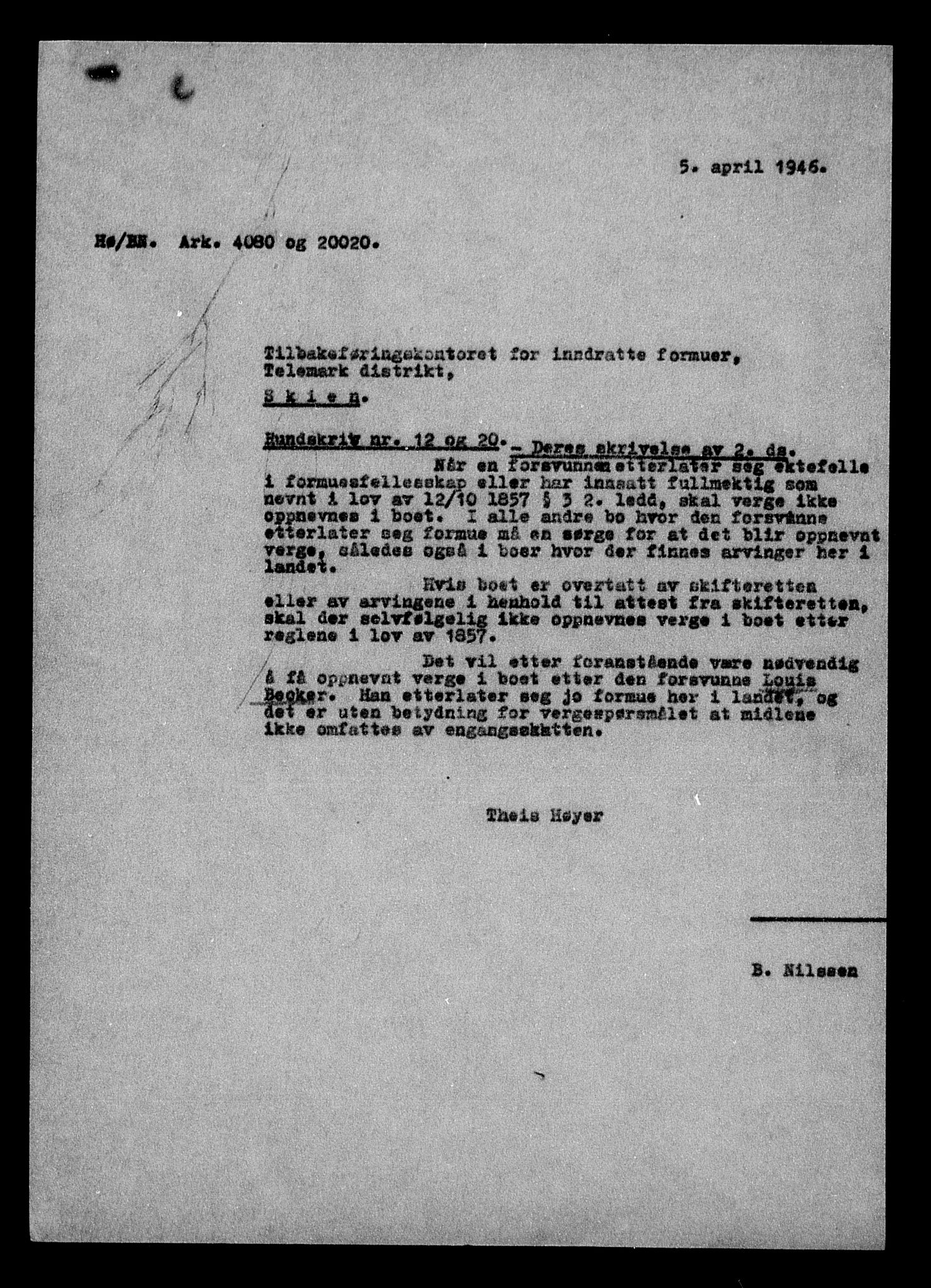 Justisdepartementet, Tilbakeføringskontoret for inndratte formuer, AV/RA-S-1564/H/Hc/Hcd/L0990: --, 1945-1947, p. 488
