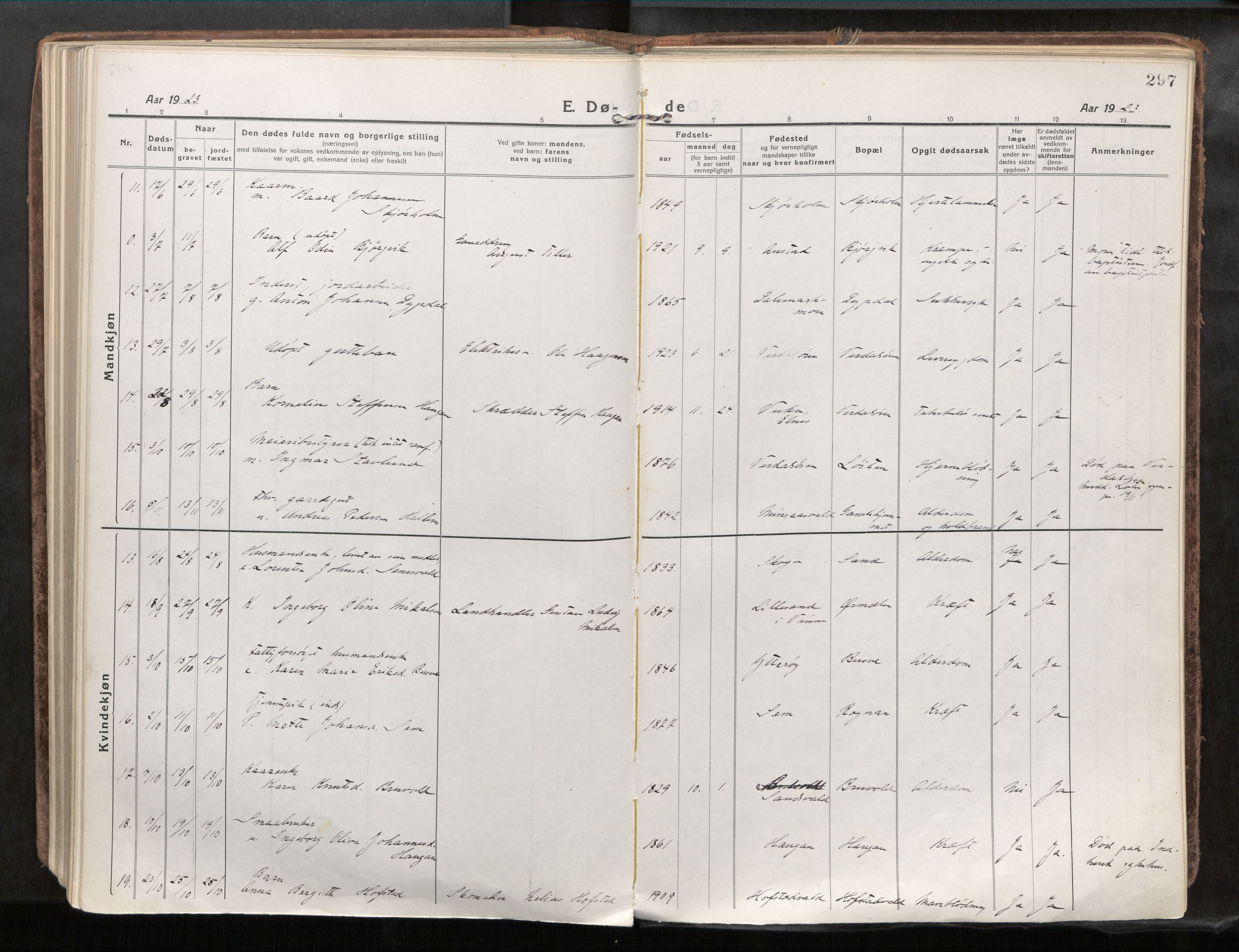 Verdal sokneprestkontor, AV/SAT-A-1156/2/H/Haa/L0001: Parish register (official) no. 1, 1917-1932, p. 297